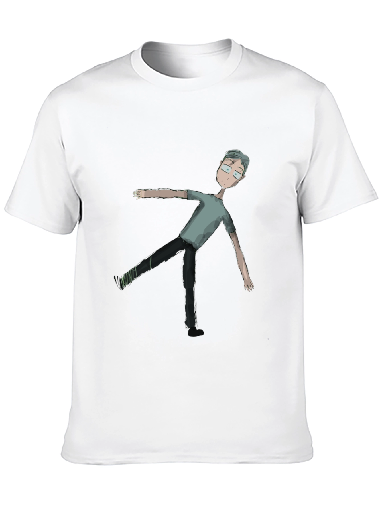 Mens Black Tee with Cartoon Figure