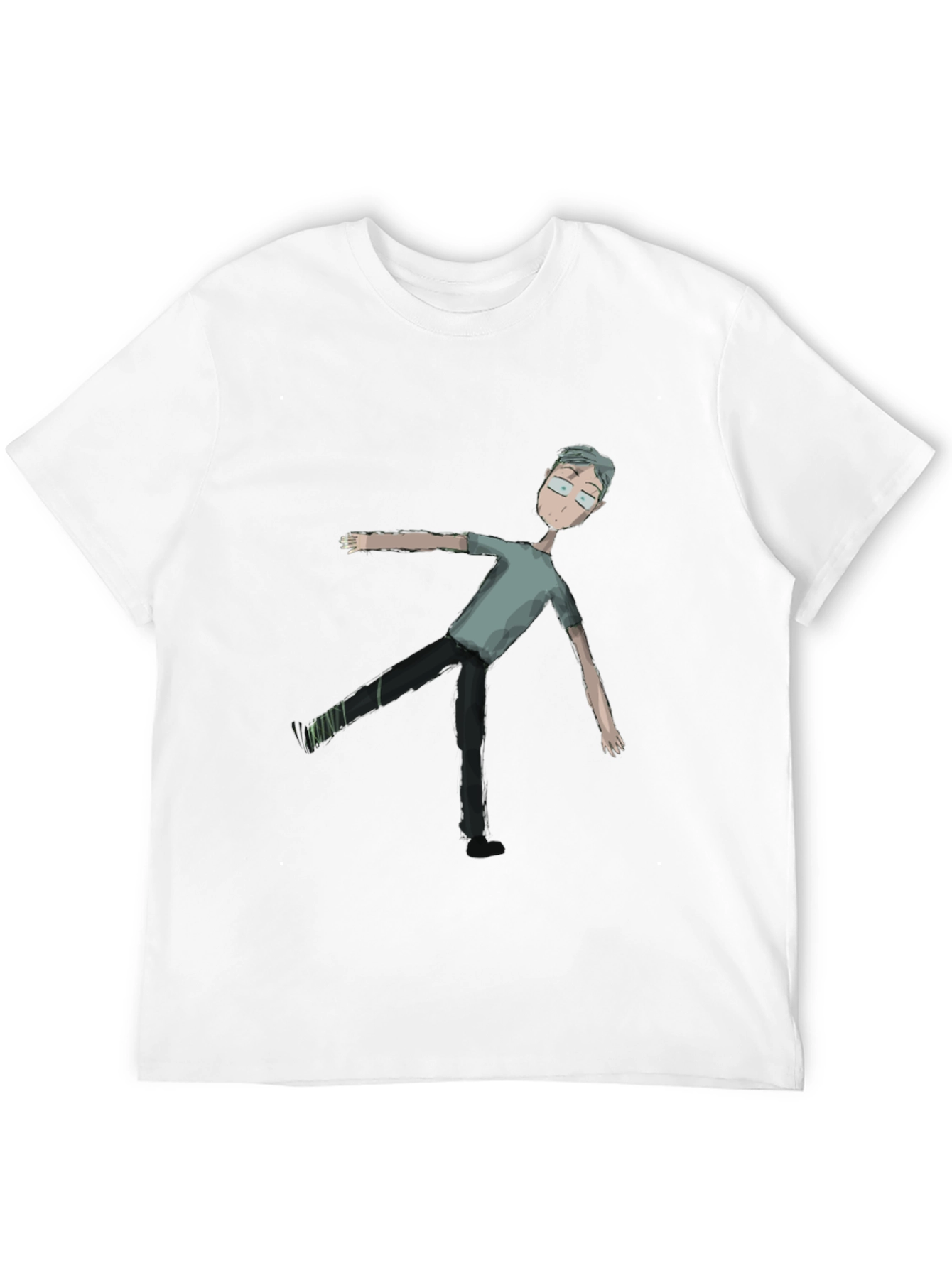 Mens Black Tee with Cartoon Figure