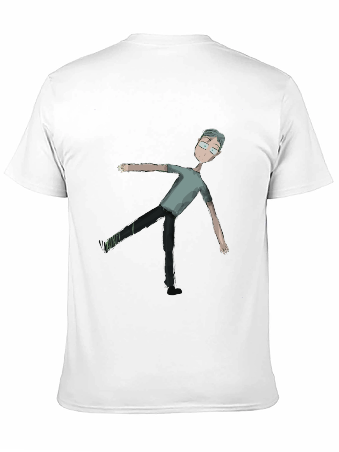 Mens Black Tee with Cartoon Figure
