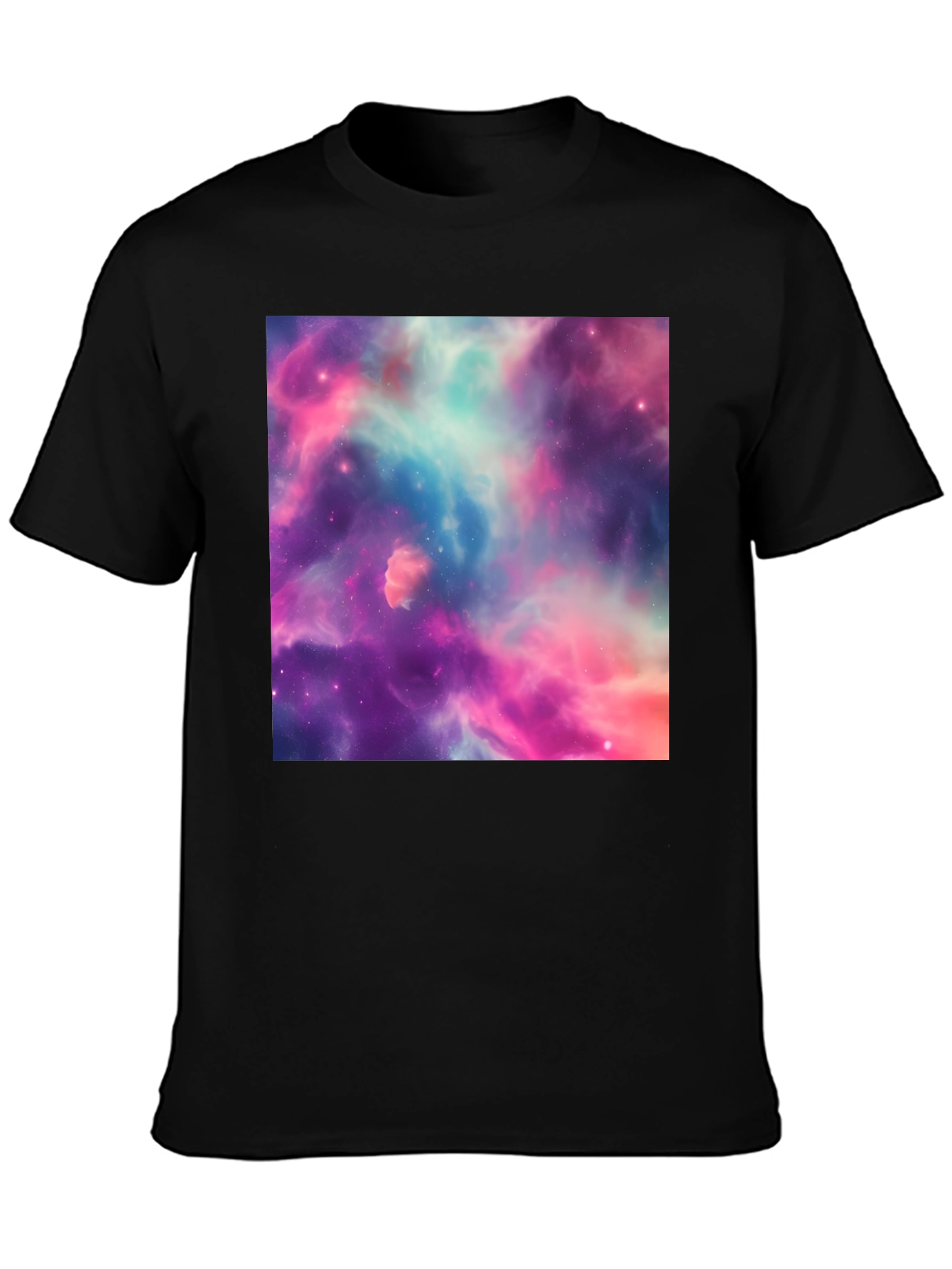 Nebula Print Black T-Shirt - Galaxy Space Design
