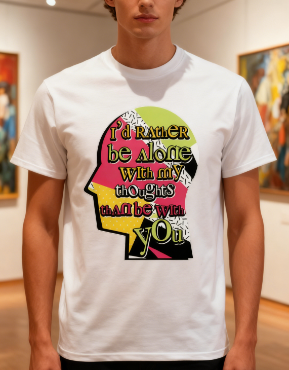 Bright 'Alone With Thoughts' Statement Tee for Modern Introverts