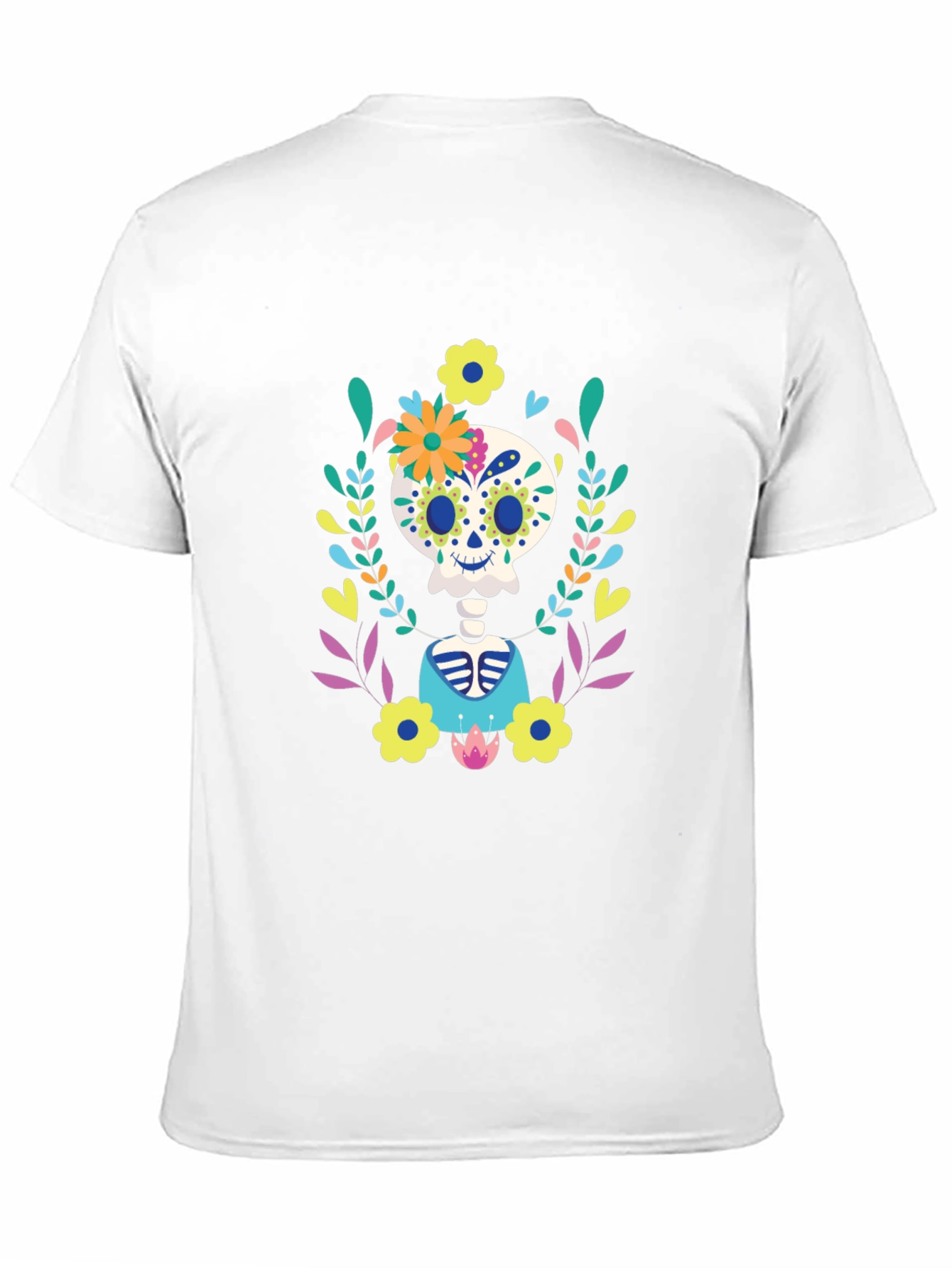 Sugar Skull Floral Skeleton Graphic Tee