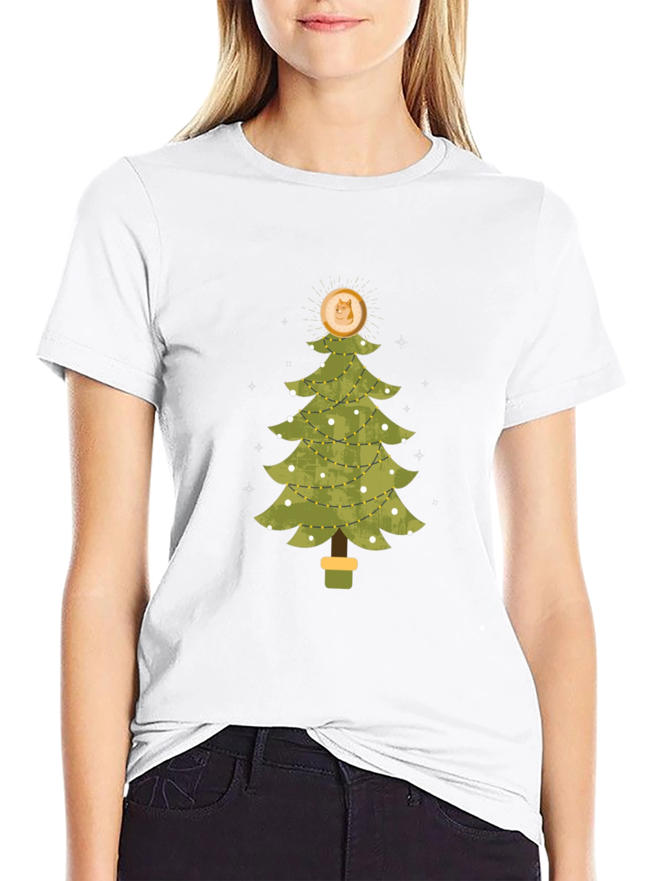 Doge Christmas Tree Black Tee