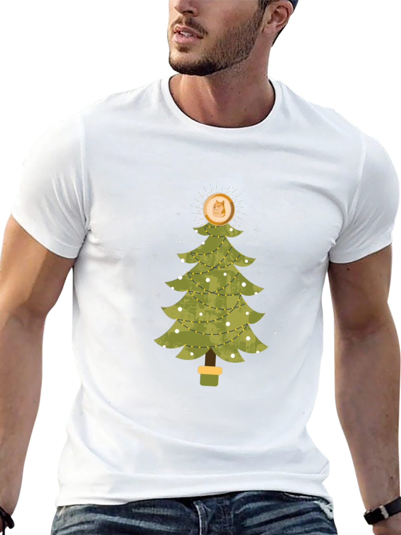 Doge Christmas Tree Black Tee