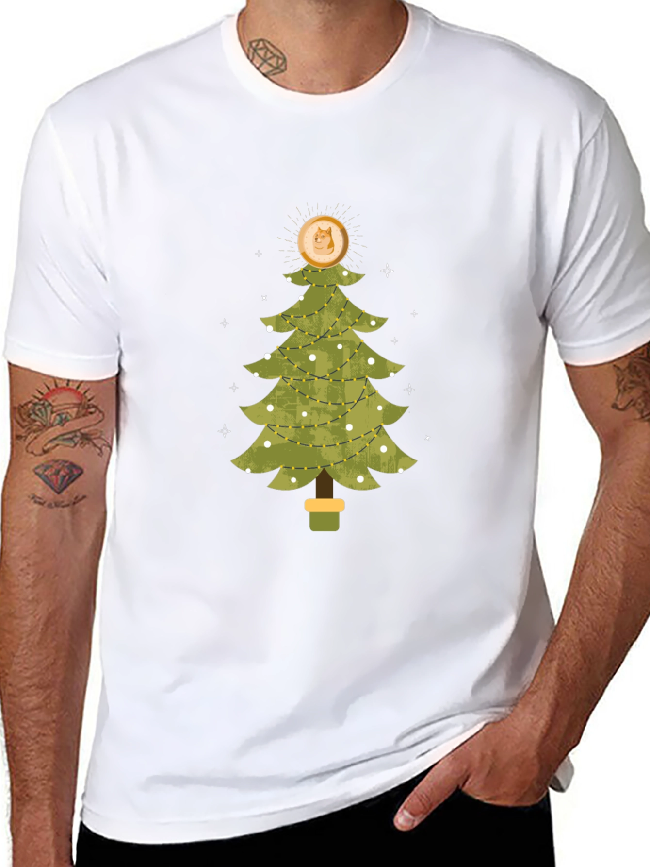 Doge Christmas Tree Black Tee