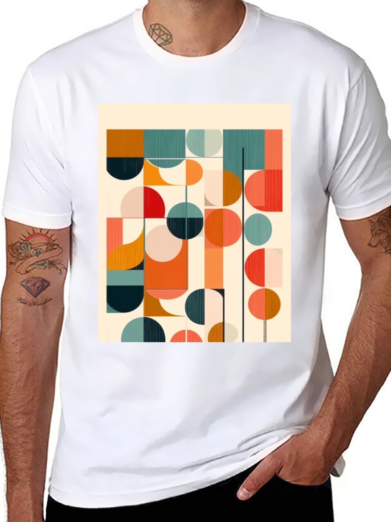 Retro Geometric Graphic Print Tee