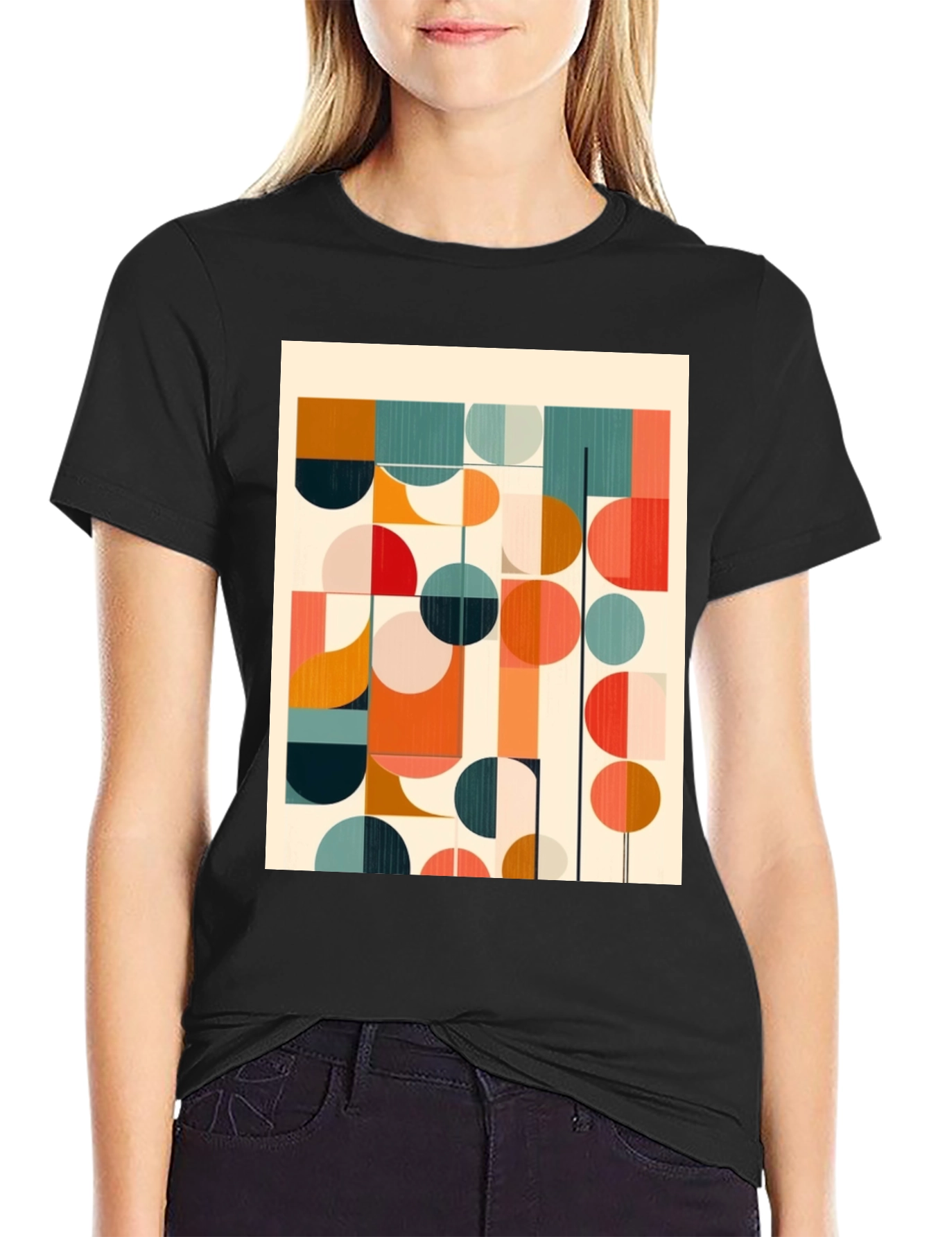 Retro Geometric Graphic Print Tee
