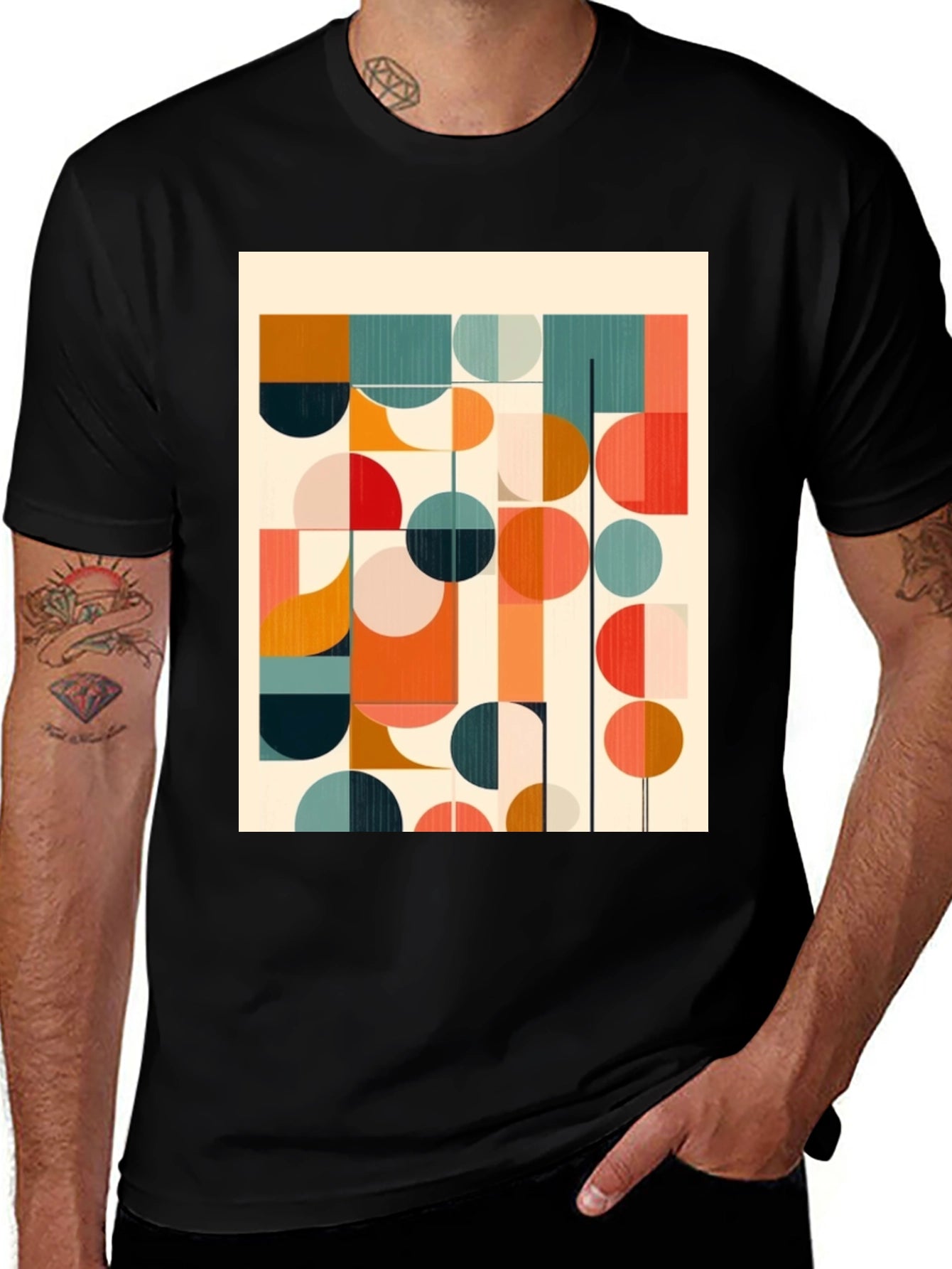 Retro Geometric Graphic Print Tee