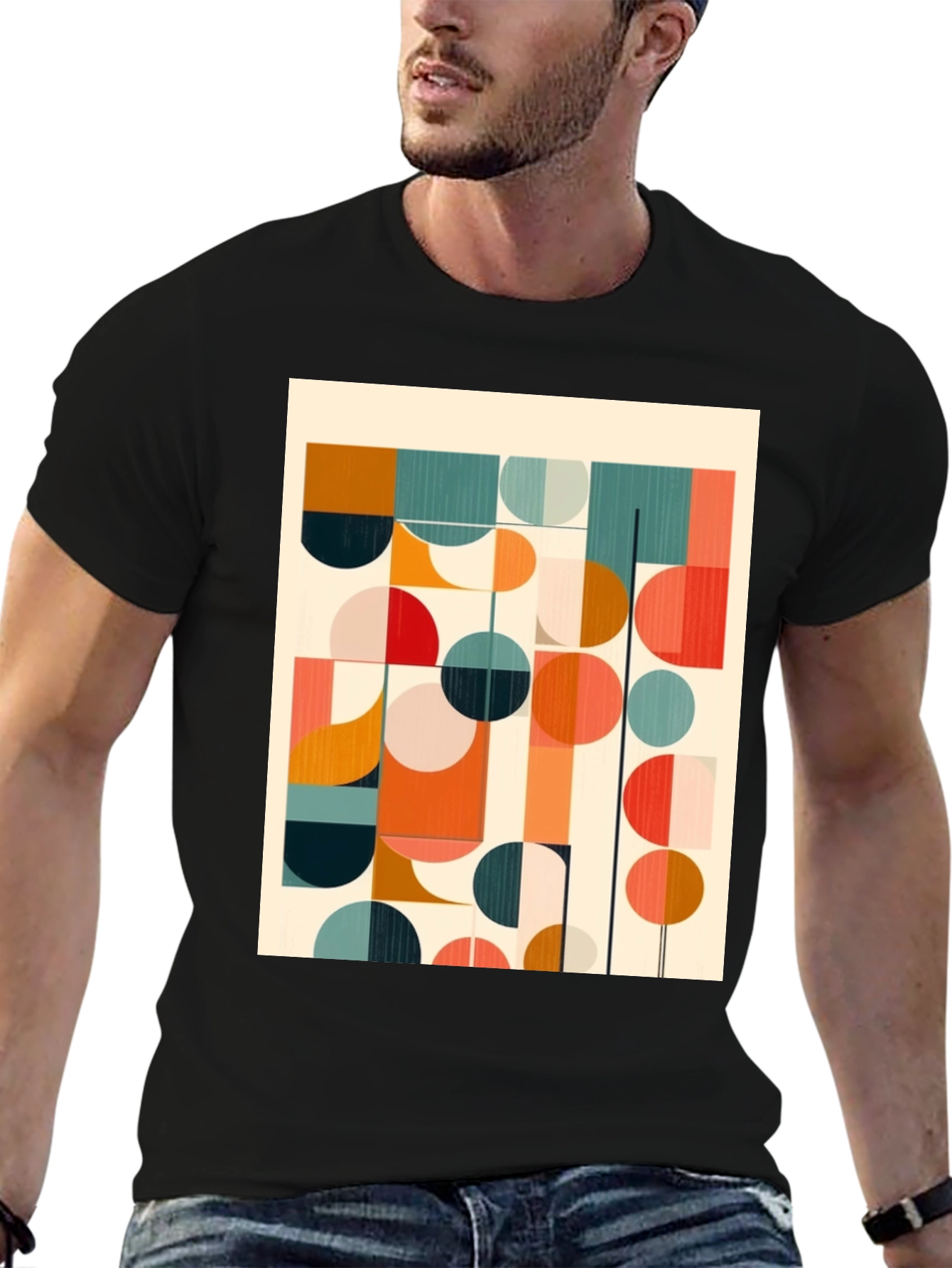 Retro Geometric Graphic Print Tee