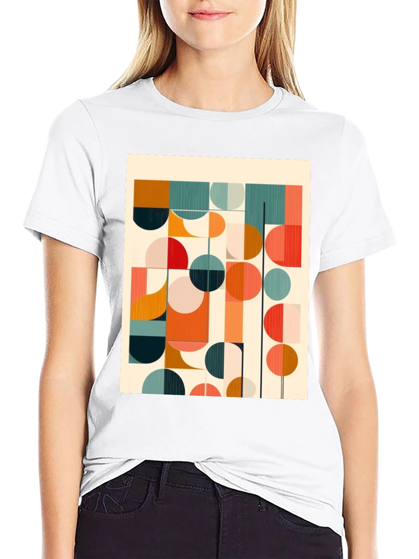 Retro Geometric Graphic Print Tee