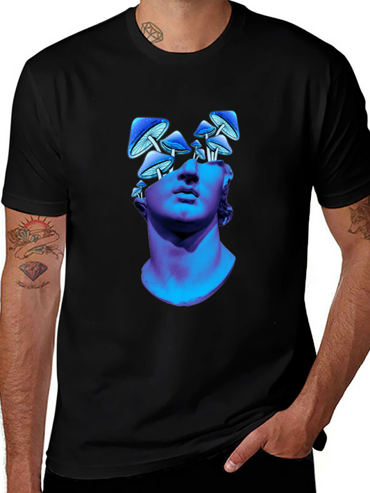 Mushroom Head Statue Graphic Tee - Unique Design
