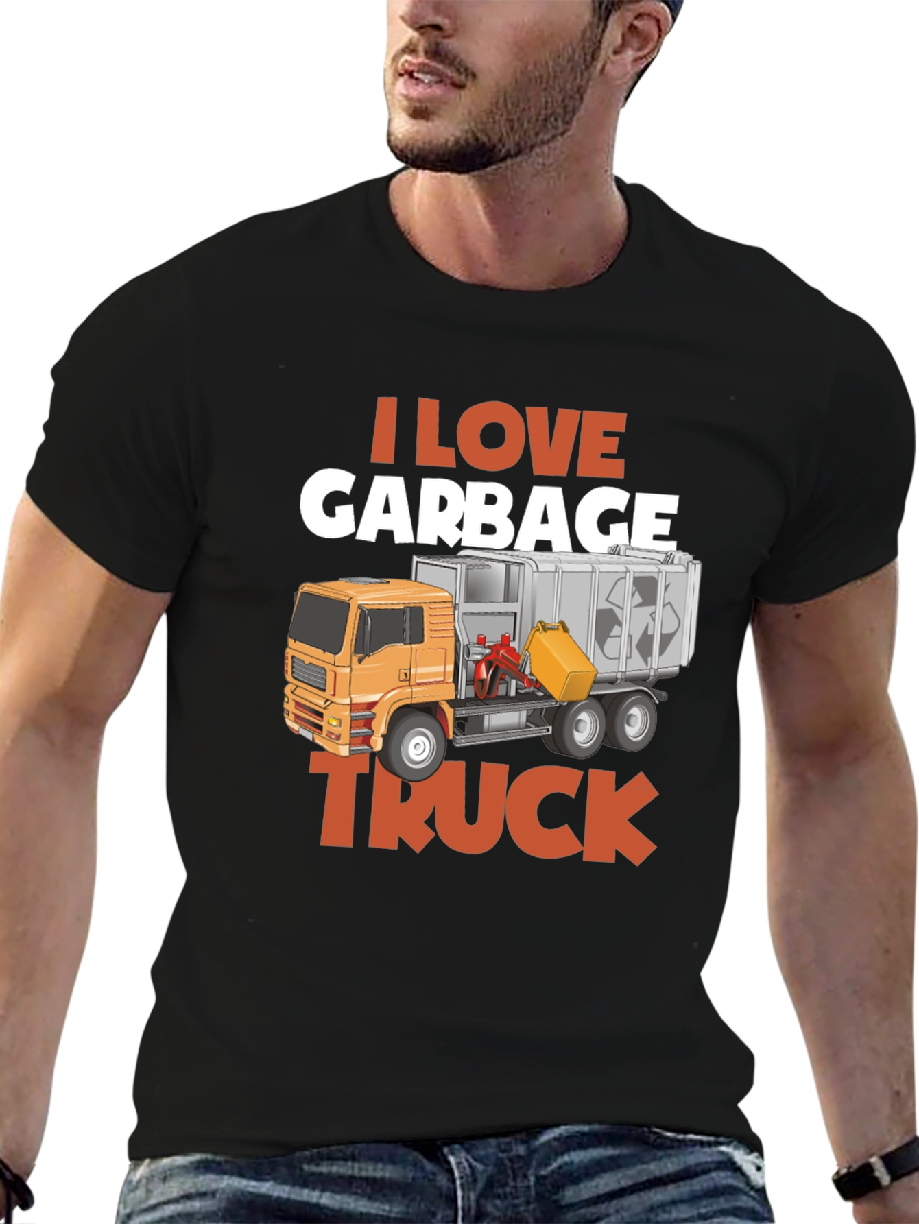 I Love Garbage Truck T-Shirt - Black
