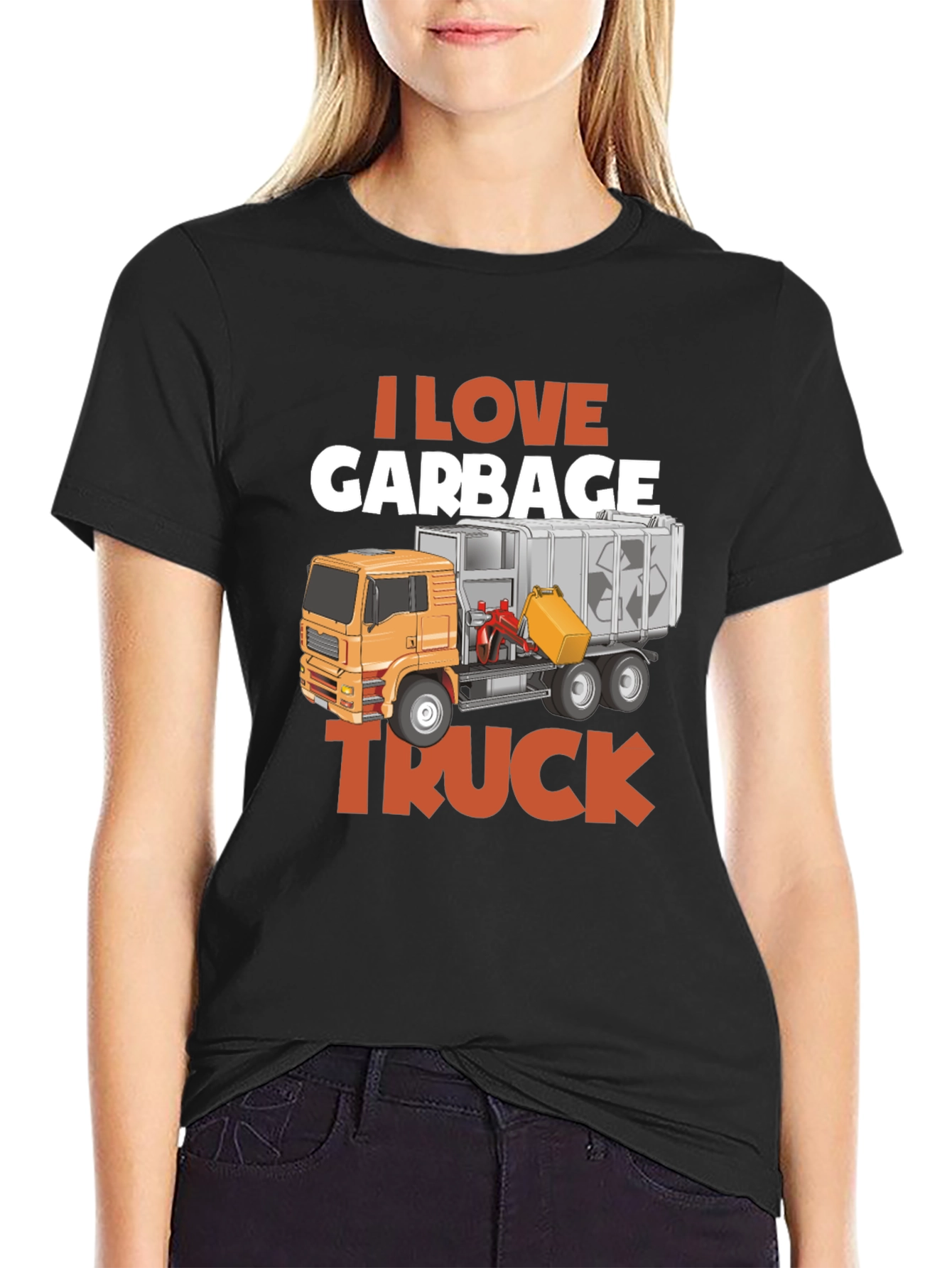 I Love Garbage Truck T-Shirt - Black