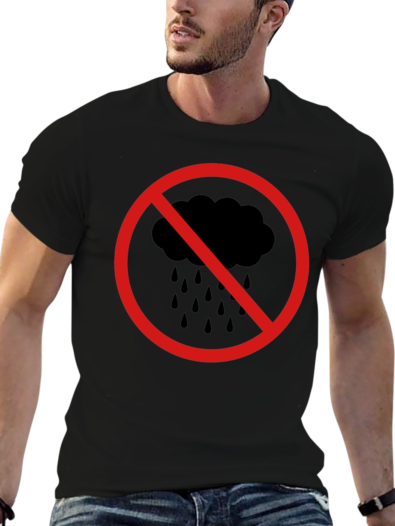 No Rain Graphic Tee - Black Cotton T-Shirt