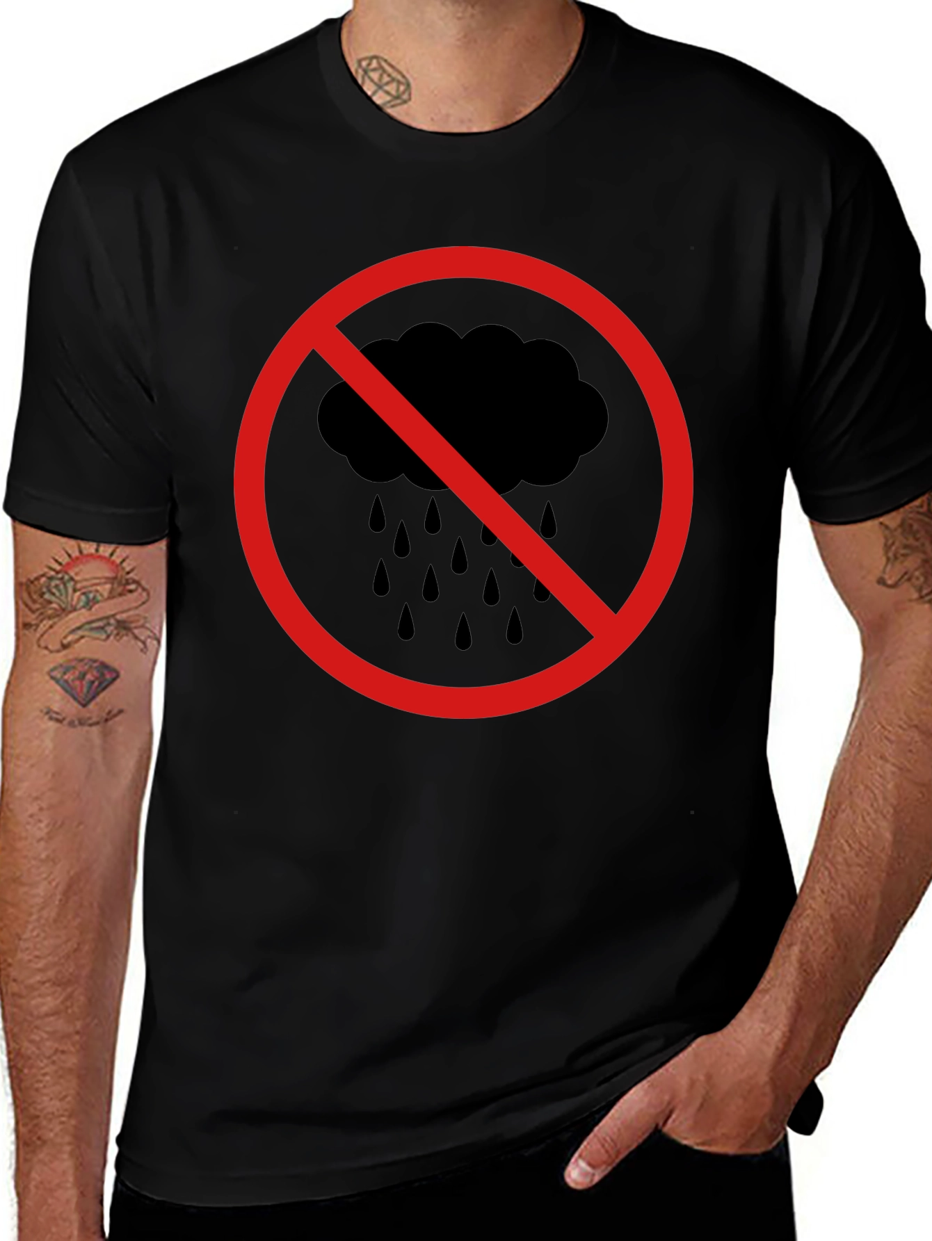 No Rain Graphic Tee - Black Cotton T-Shirt