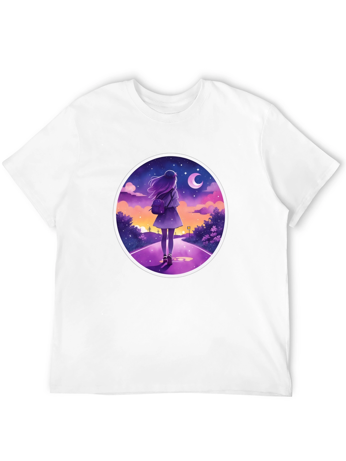 Night Walk Graphic Tee - Anime Style