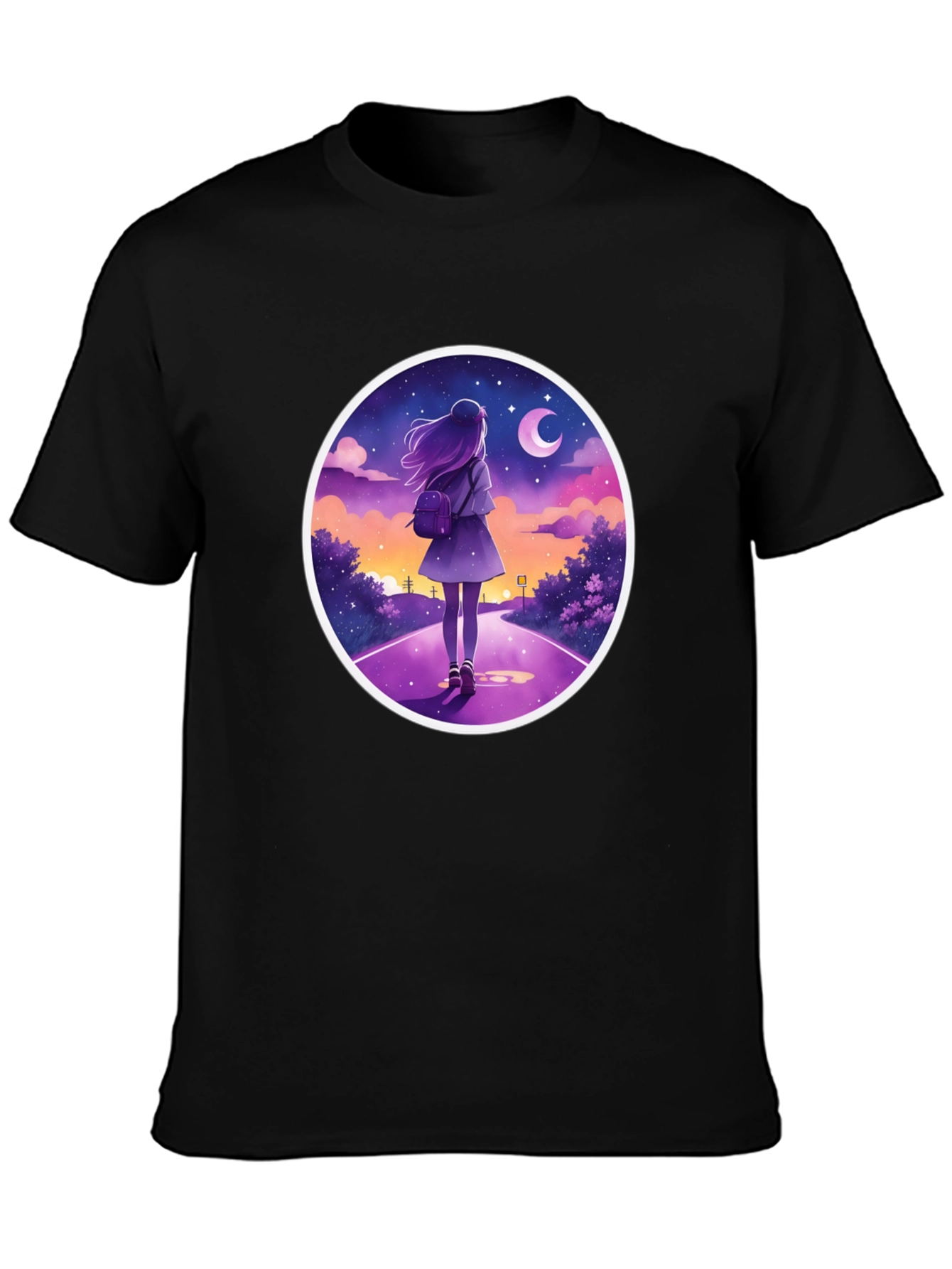 Night Walk Graphic Tee - Anime Style