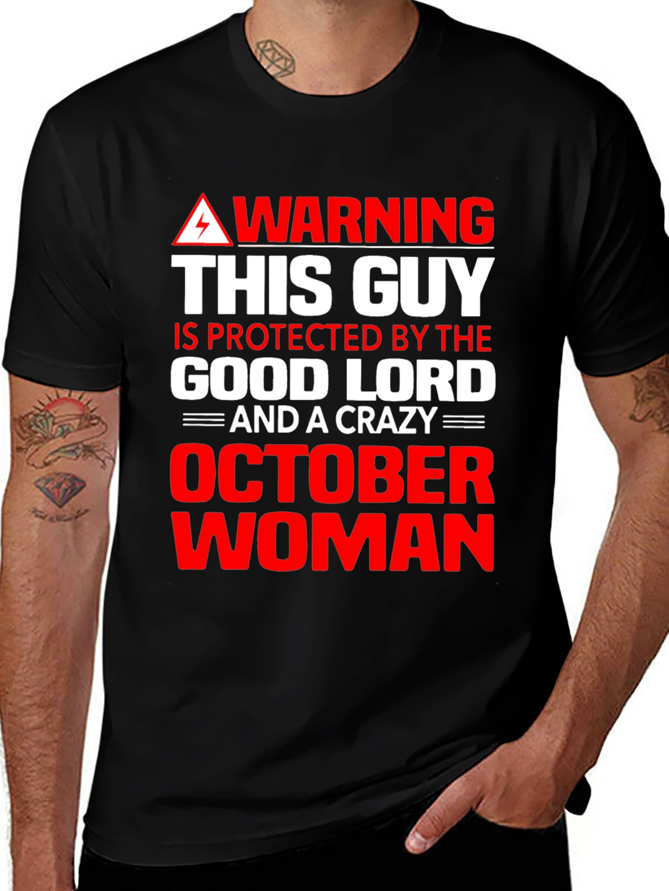 Warning October Woman T-Shirt - Good Lord Protection