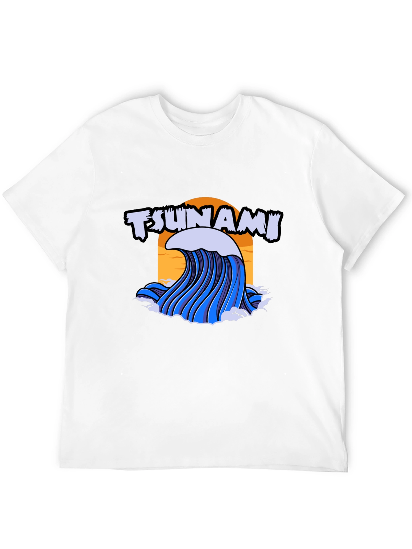 Tsunami Wave Graphic Print Black T-Shirt