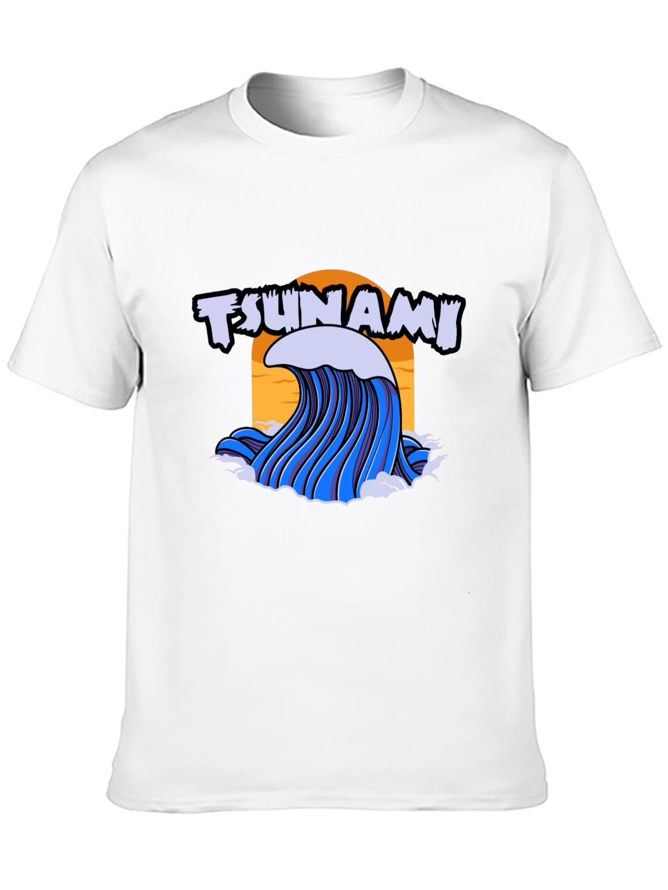 Tsunami Wave Graphic Print Black T-Shirt