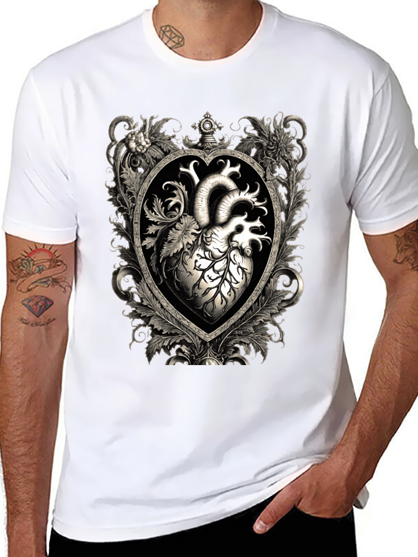 Anatomical Heart Floral Framed Graphic Tee