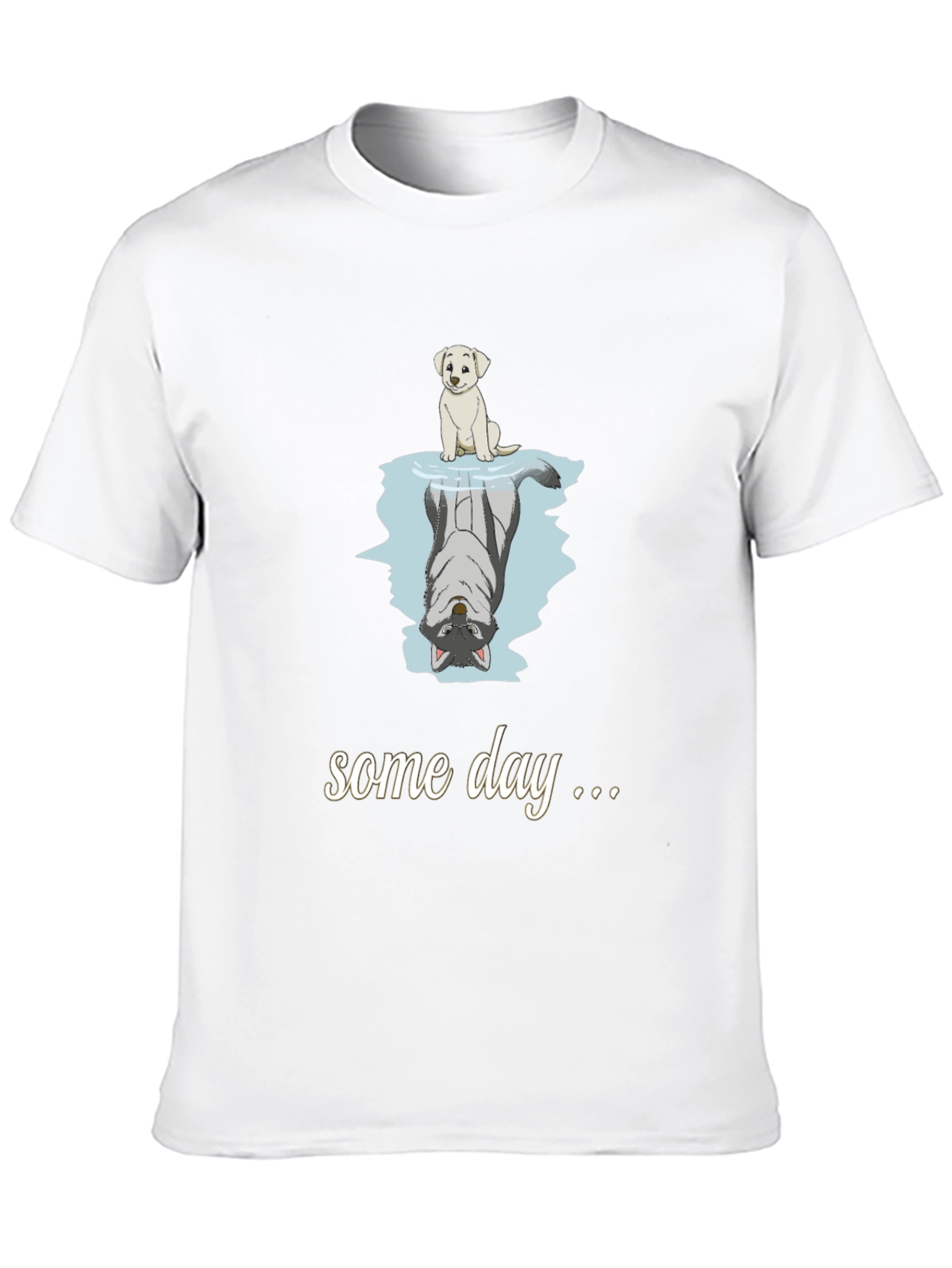 Dog Reflection T-Shirt - Some Day Black Cotton Tee