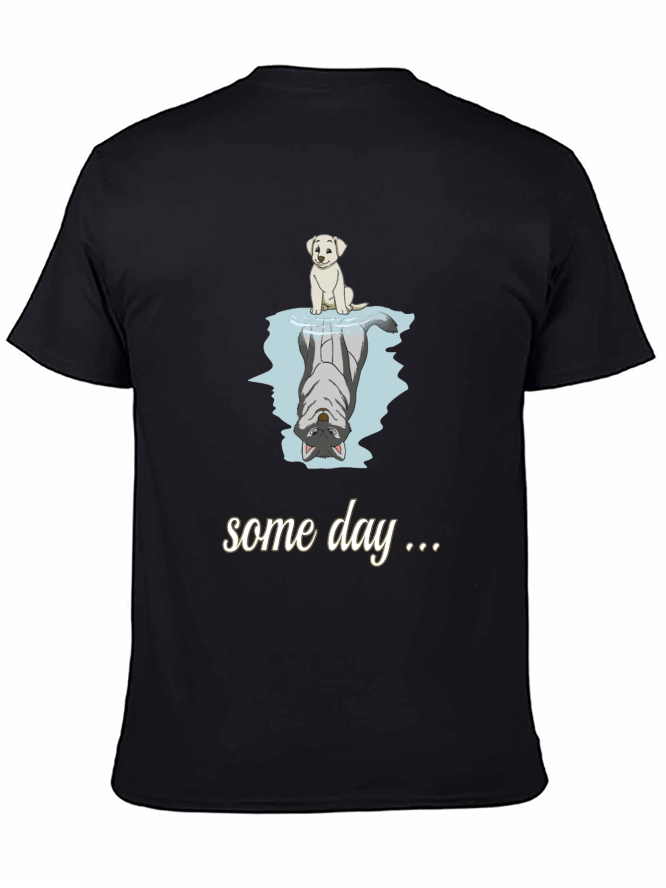 Dog Reflection T-Shirt - Some Day Black Cotton Tee
