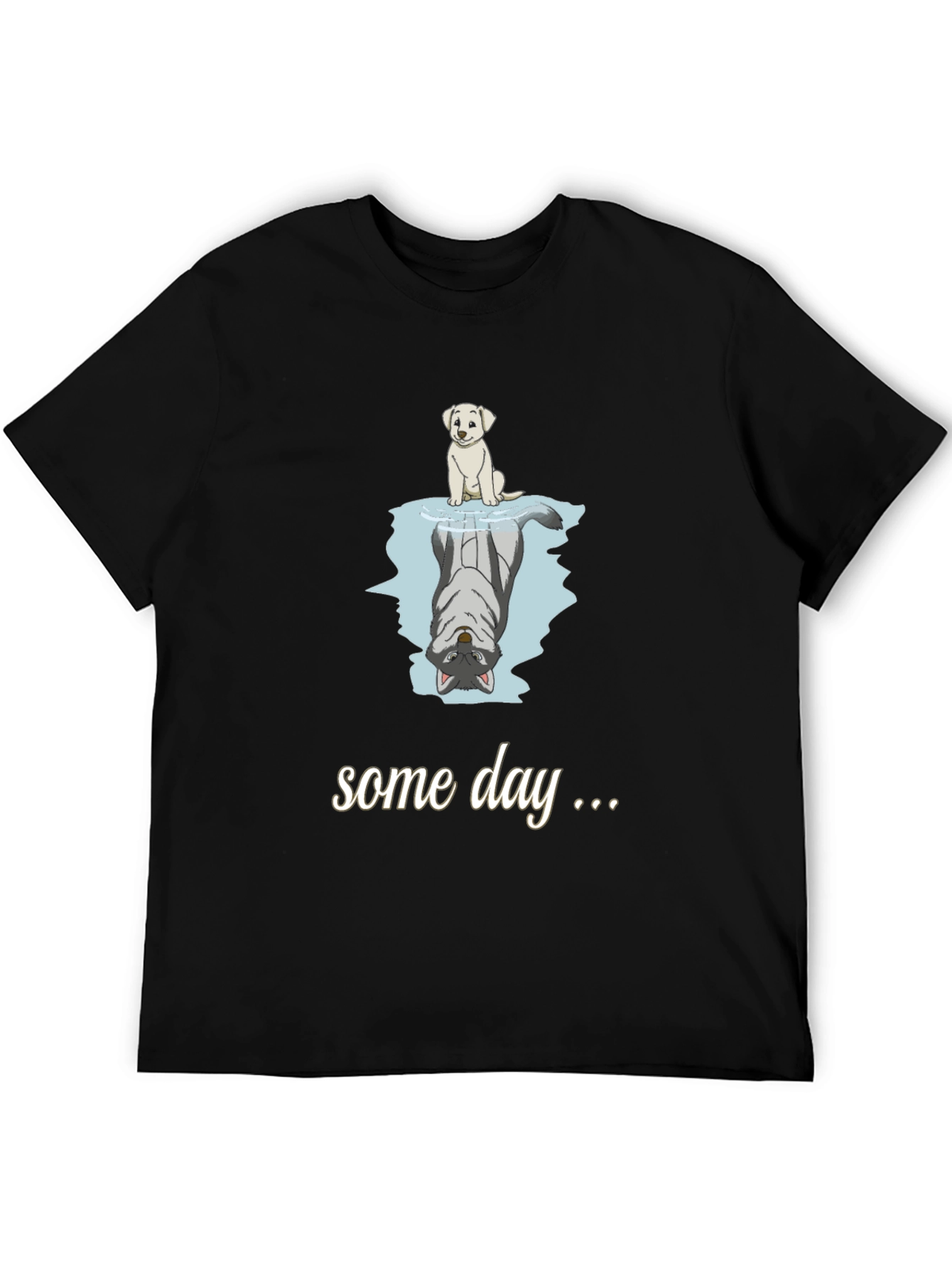 Dog Reflection T-Shirt - Some Day Black Cotton Tee