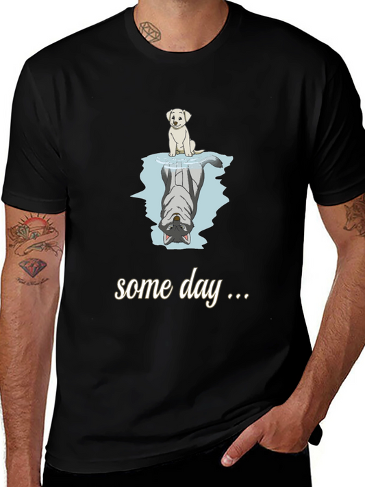 Dog Reflection T-Shirt - Some Day Black Cotton Tee