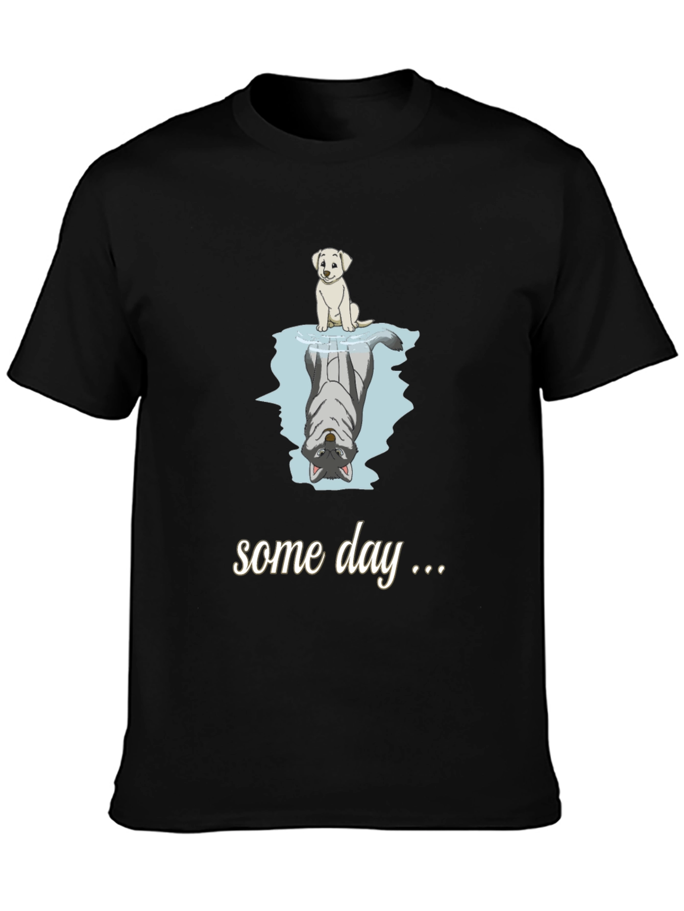 Dog Reflection T-Shirt - Some Day Black Cotton Tee