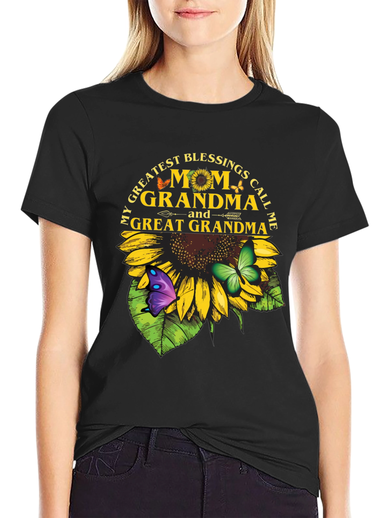 Grandma Sunflower T-Shirt - My Greatest Blessings Call Me