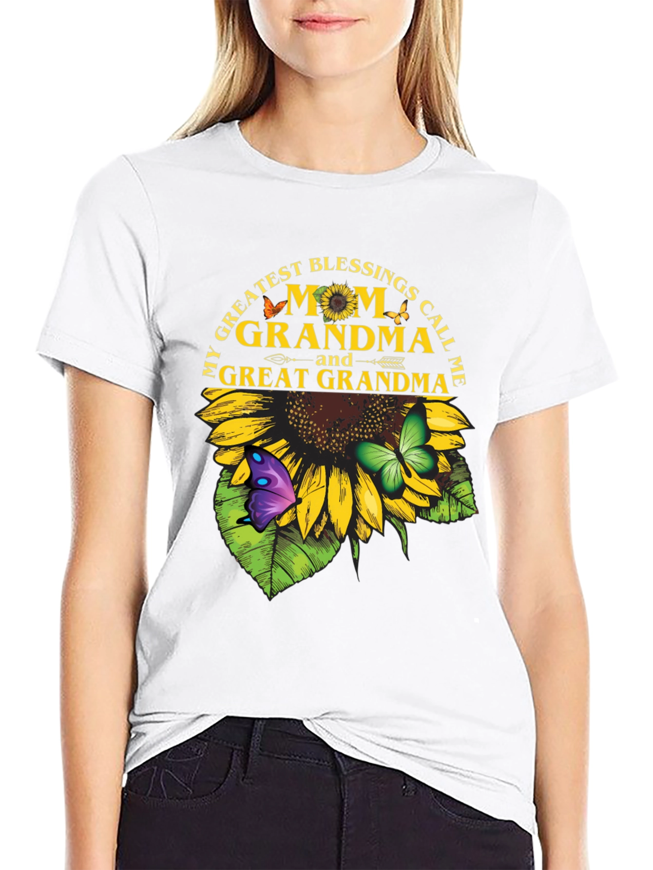Grandma Sunflower T-Shirt - My Greatest Blessings Call Me