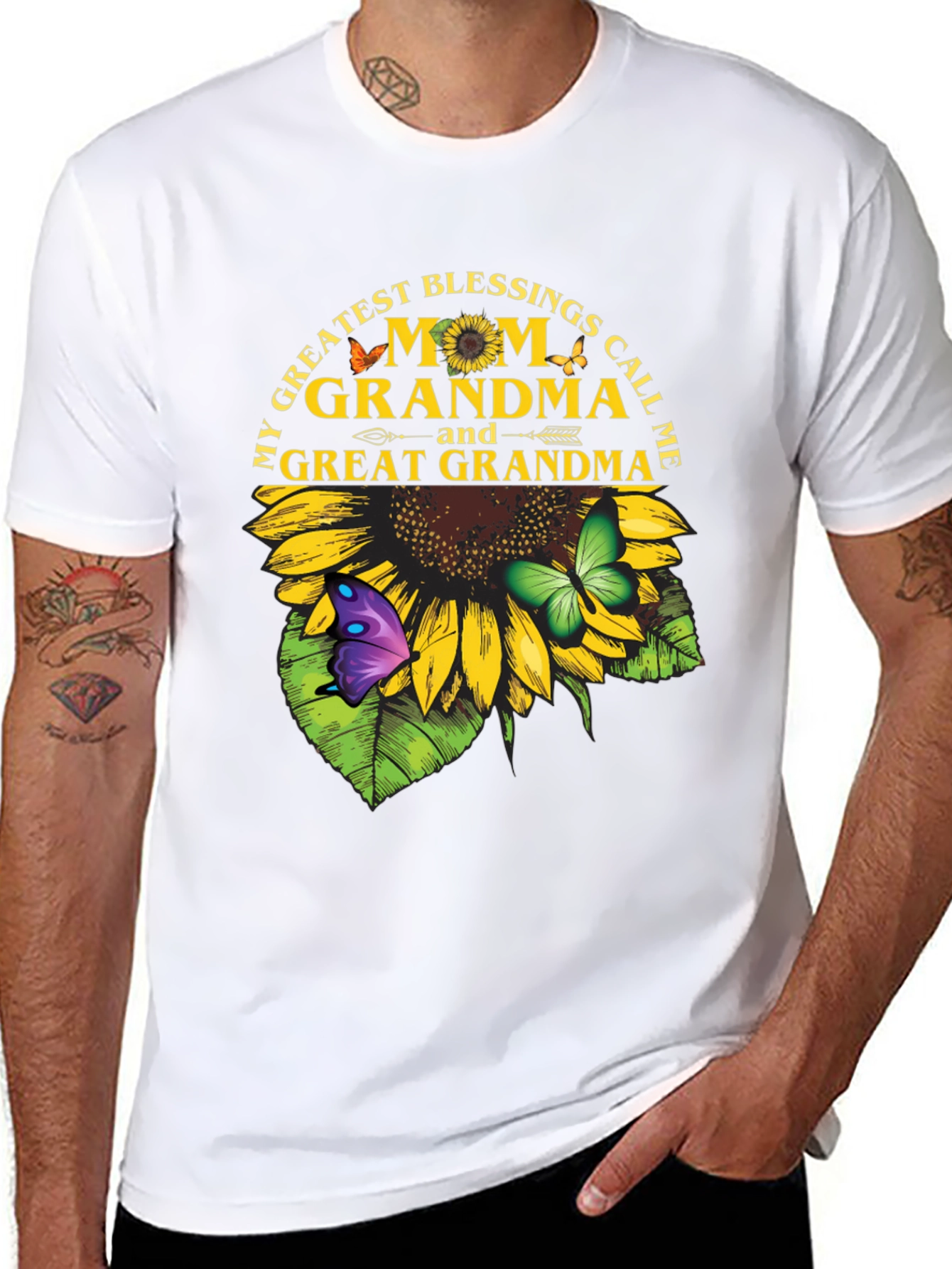 Grandma Sunflower T-Shirt - My Greatest Blessings Call Me