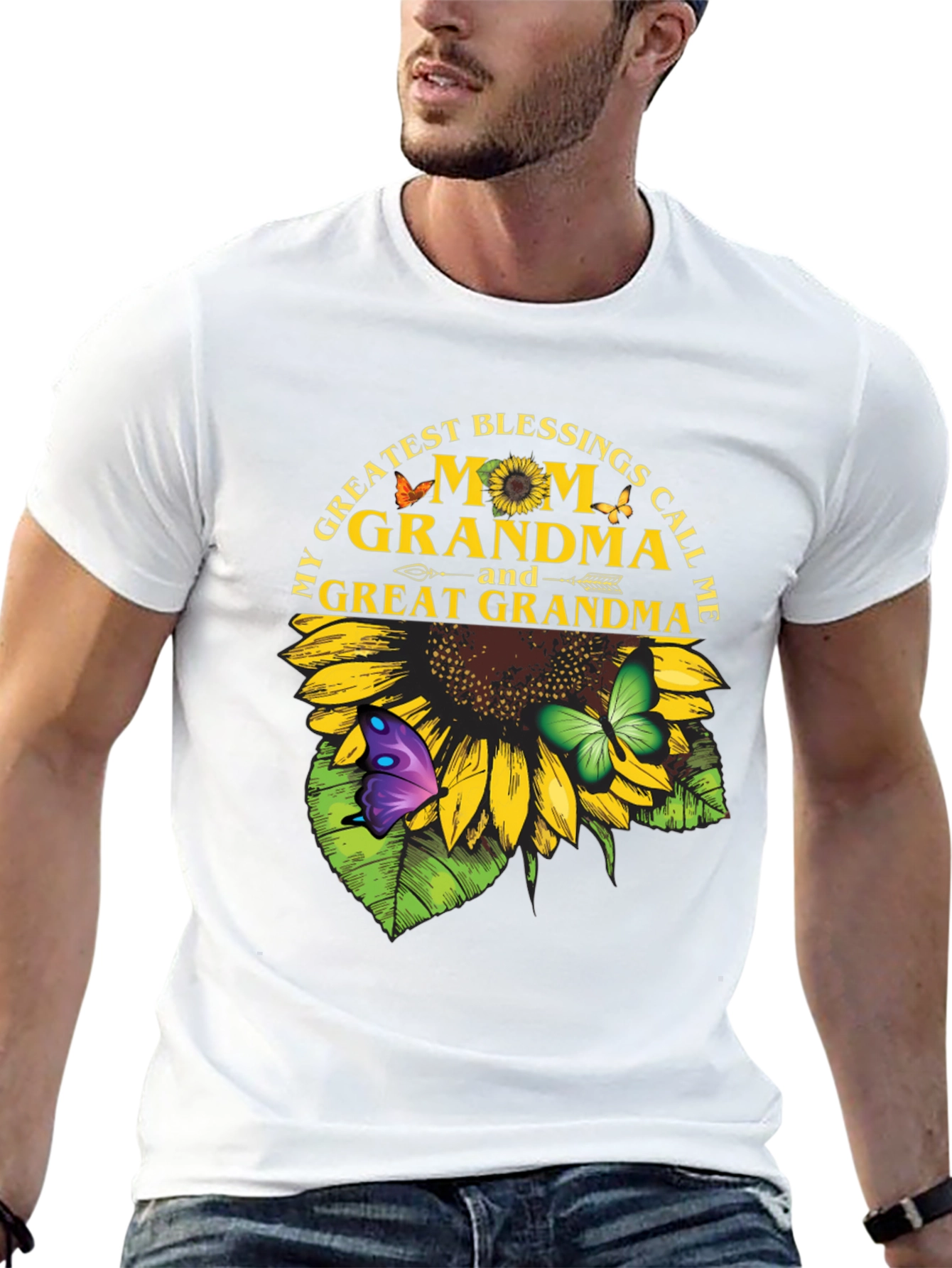 Grandma Sunflower T-Shirt - My Greatest Blessings Call Me