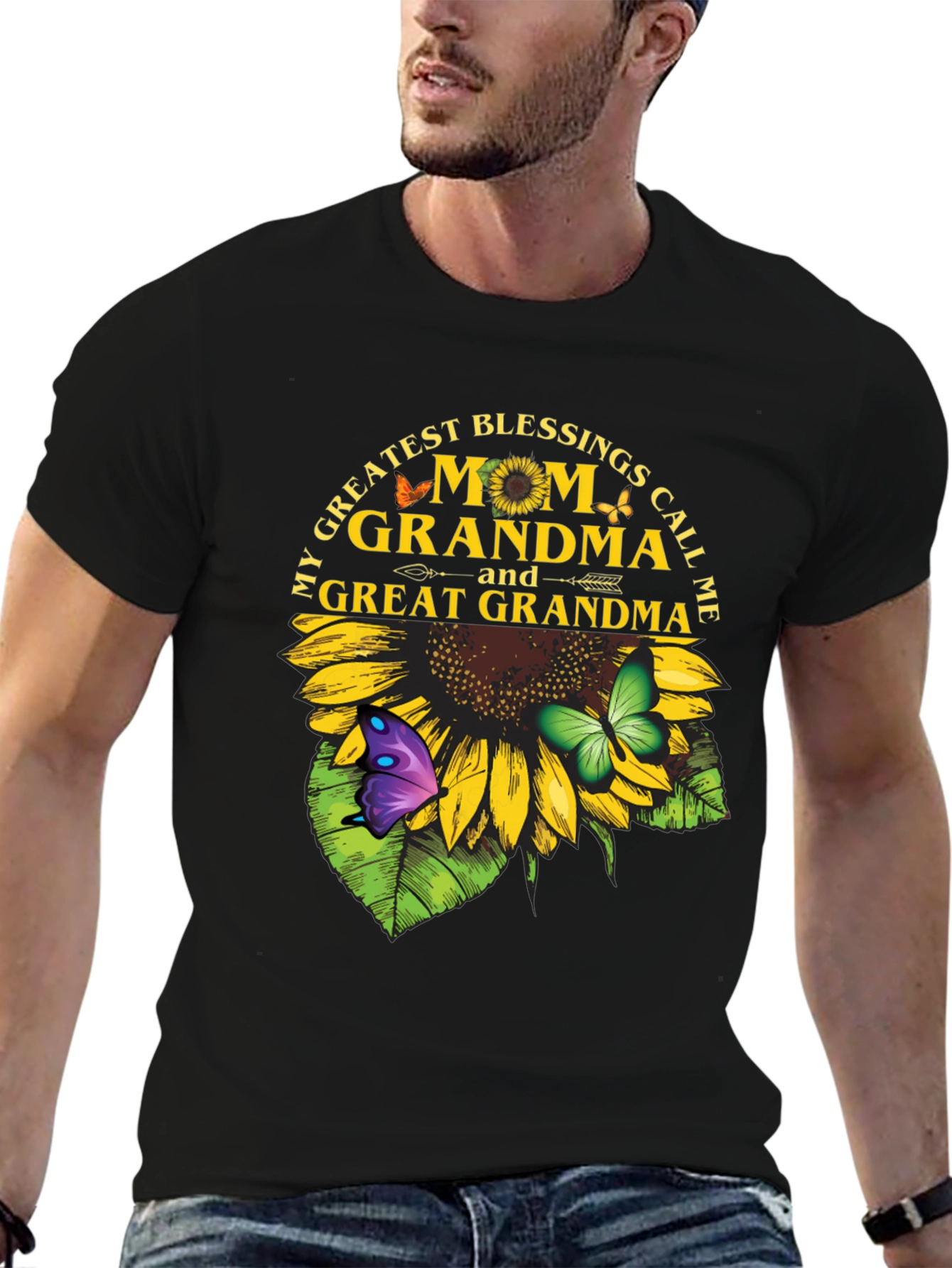 Grandma Sunflower T-Shirt - My Greatest Blessings Call Me