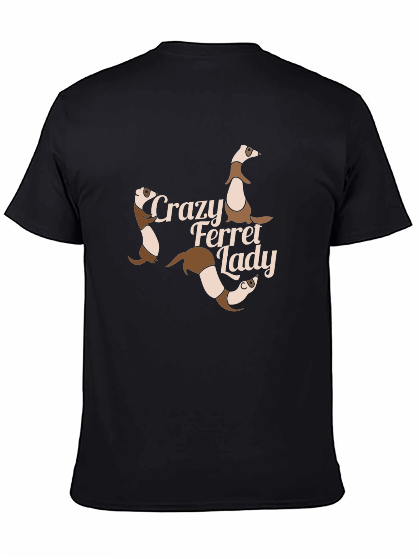 Crazy Ferret Lady Graphic T-Shirt - Black