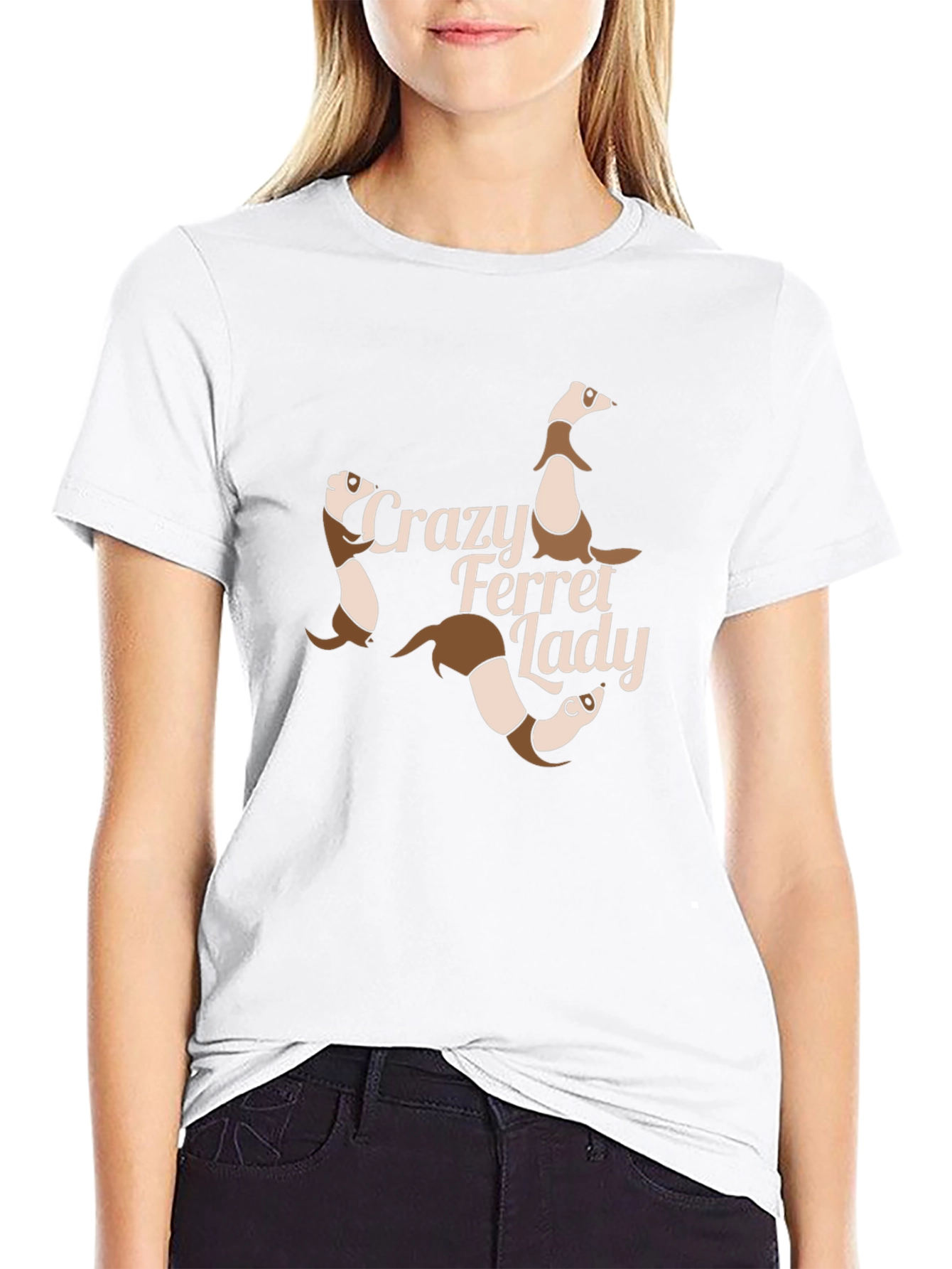 Crazy Ferret Lady Graphic T-Shirt - Black