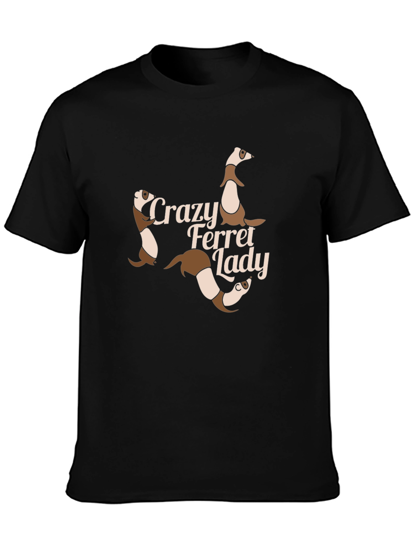 Crazy Ferret Lady Graphic T-Shirt - Black