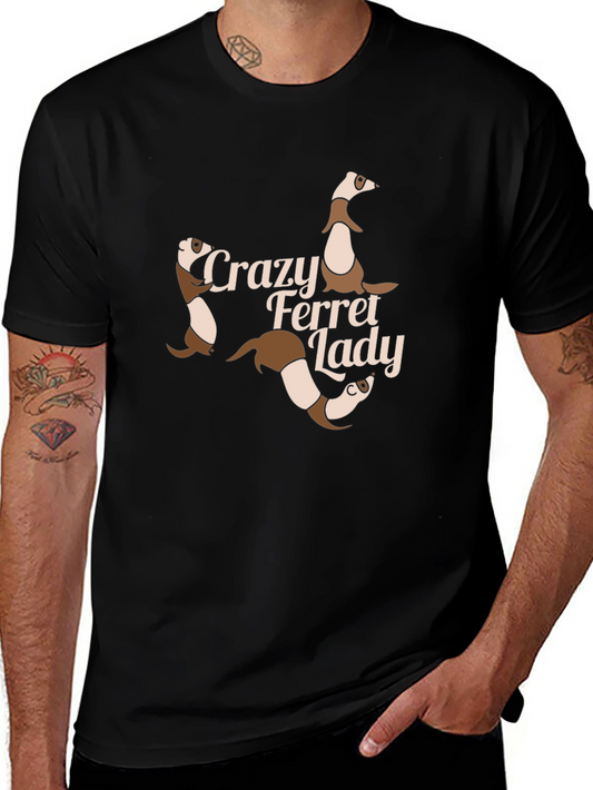 Crazy Ferret Lady Graphic T-Shirt - Black