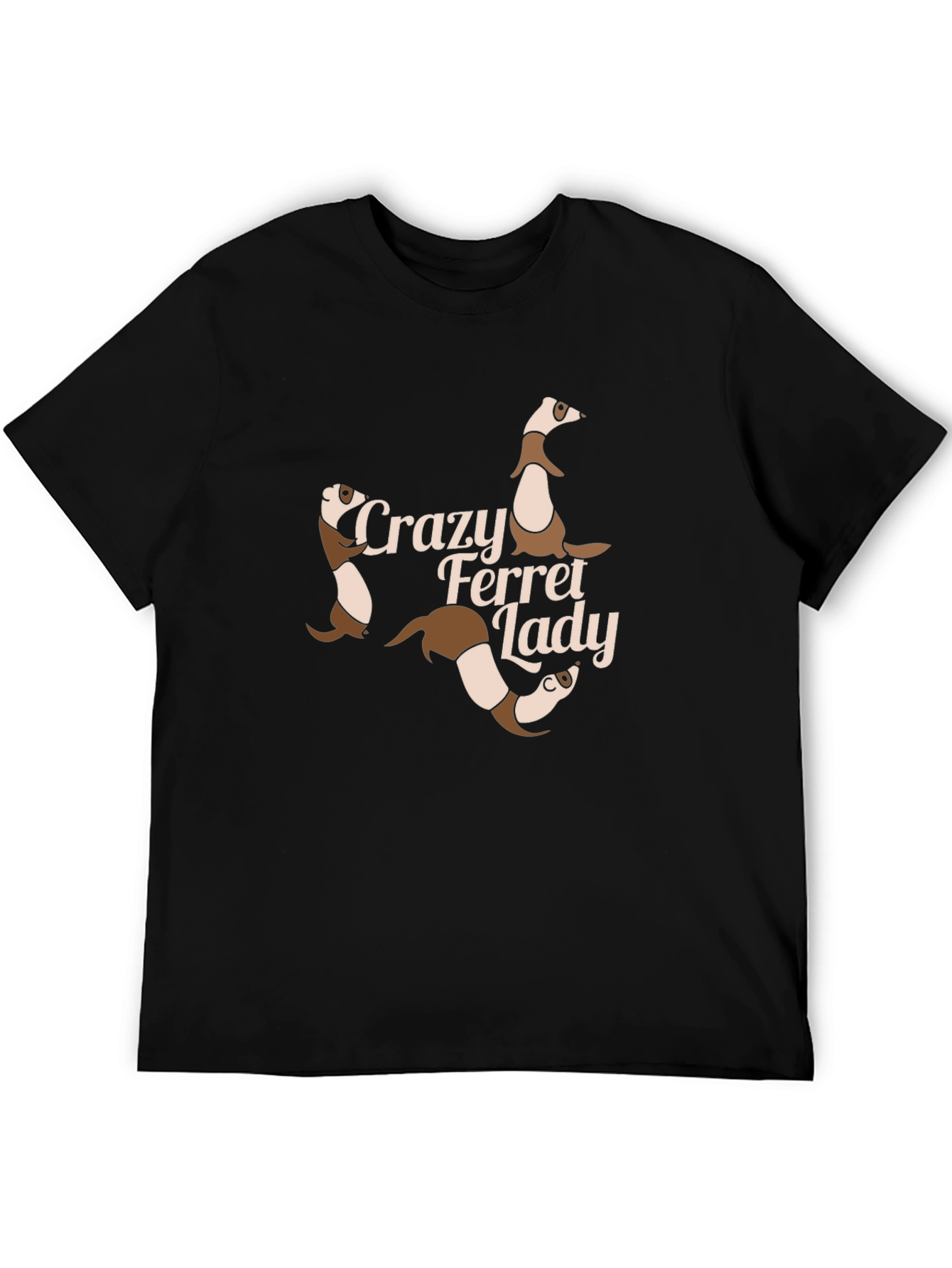 Crazy Ferret Lady Graphic T-Shirt - Black