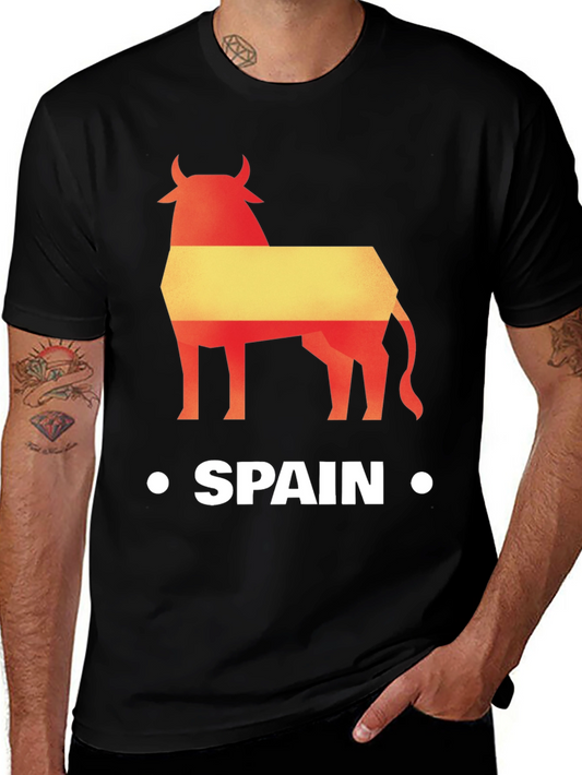 Spain Bull Graphic Tee - Black Cotton T-Shirt
