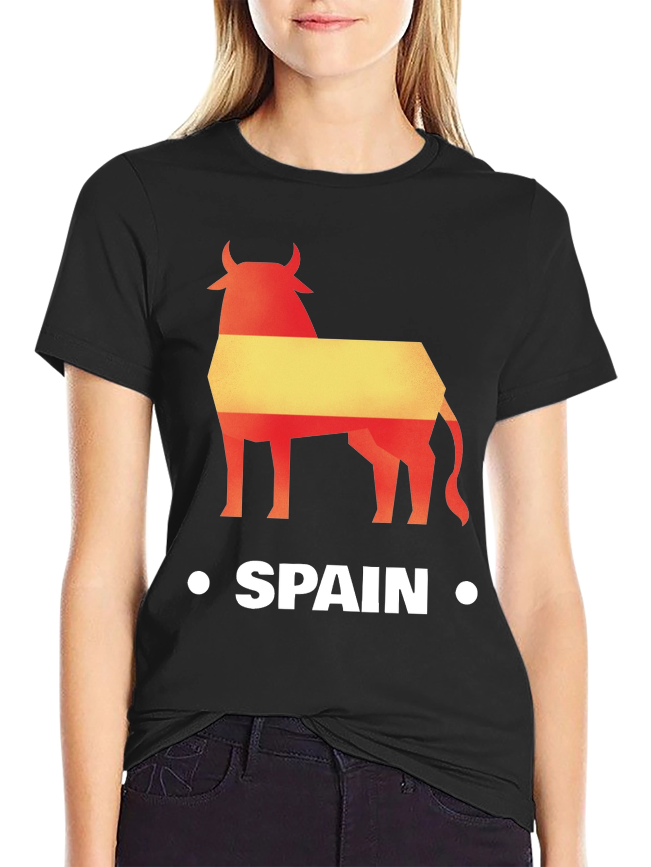 Spain Bull Graphic Tee - Black Cotton T-Shirt