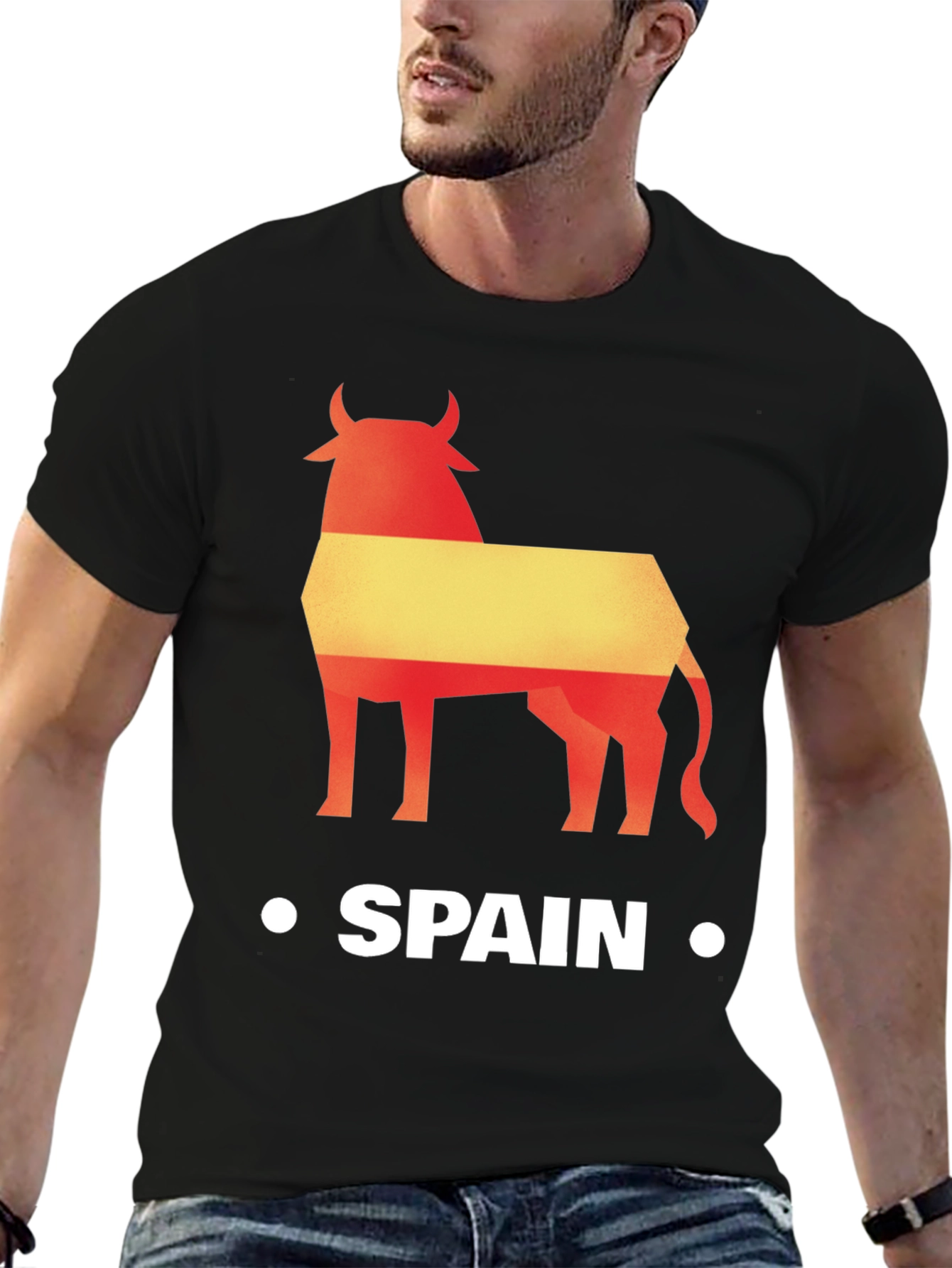 Spain Bull Graphic Tee - Black Cotton T-Shirt