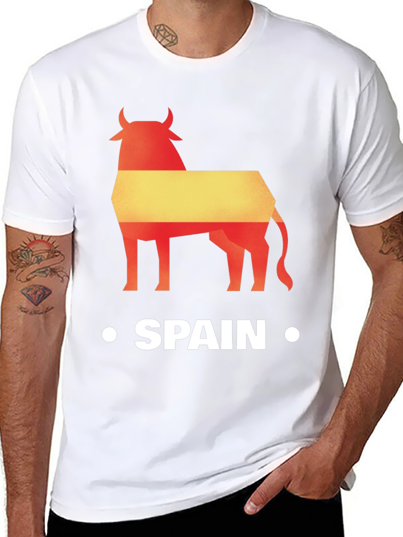 Spain Bull Graphic Tee - Black Cotton T-Shirt