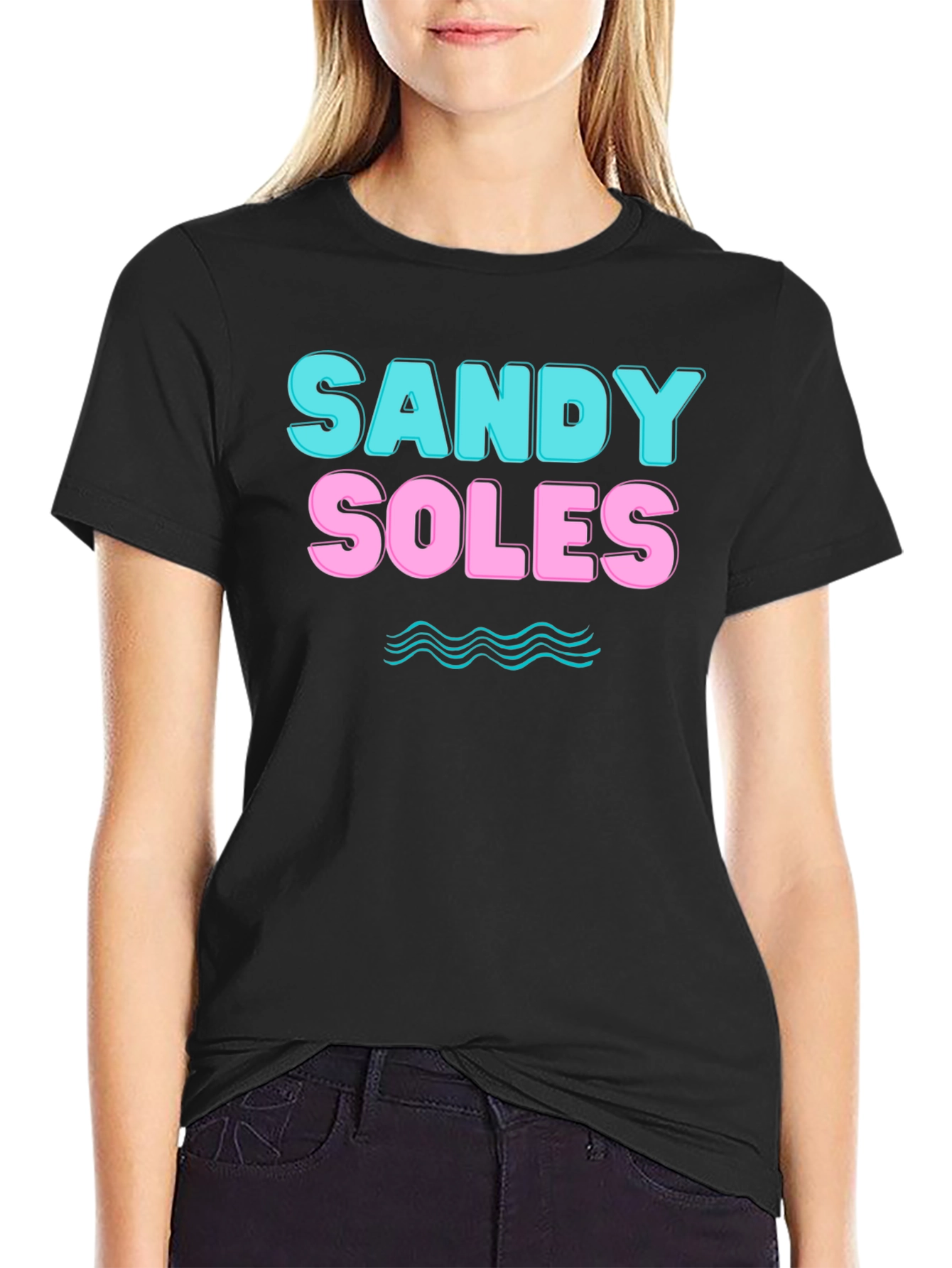 Sandy Soles Graphic Print T-Shirt - Black