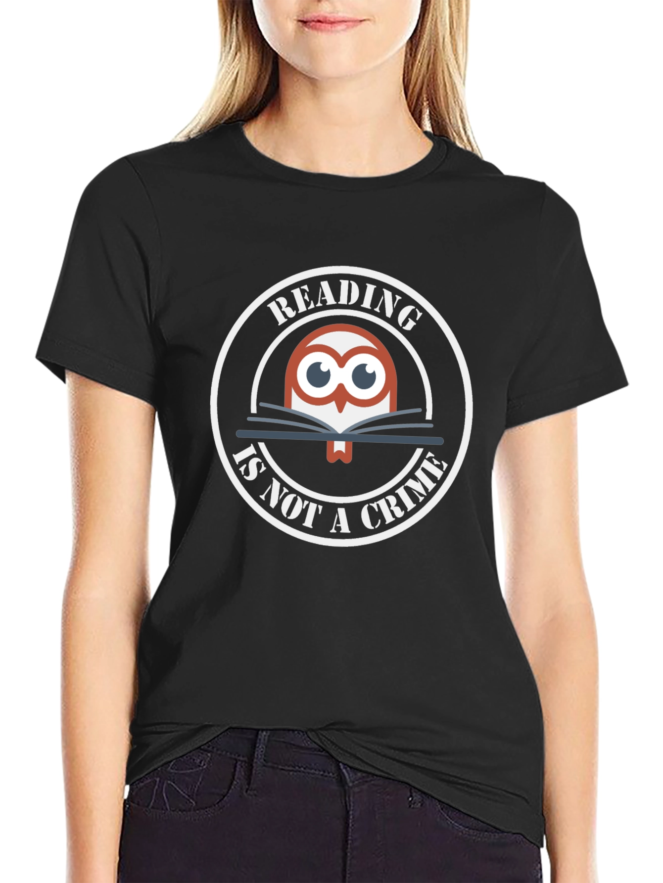 Reading Is Not A Crime Owl Graphic T-Shirt