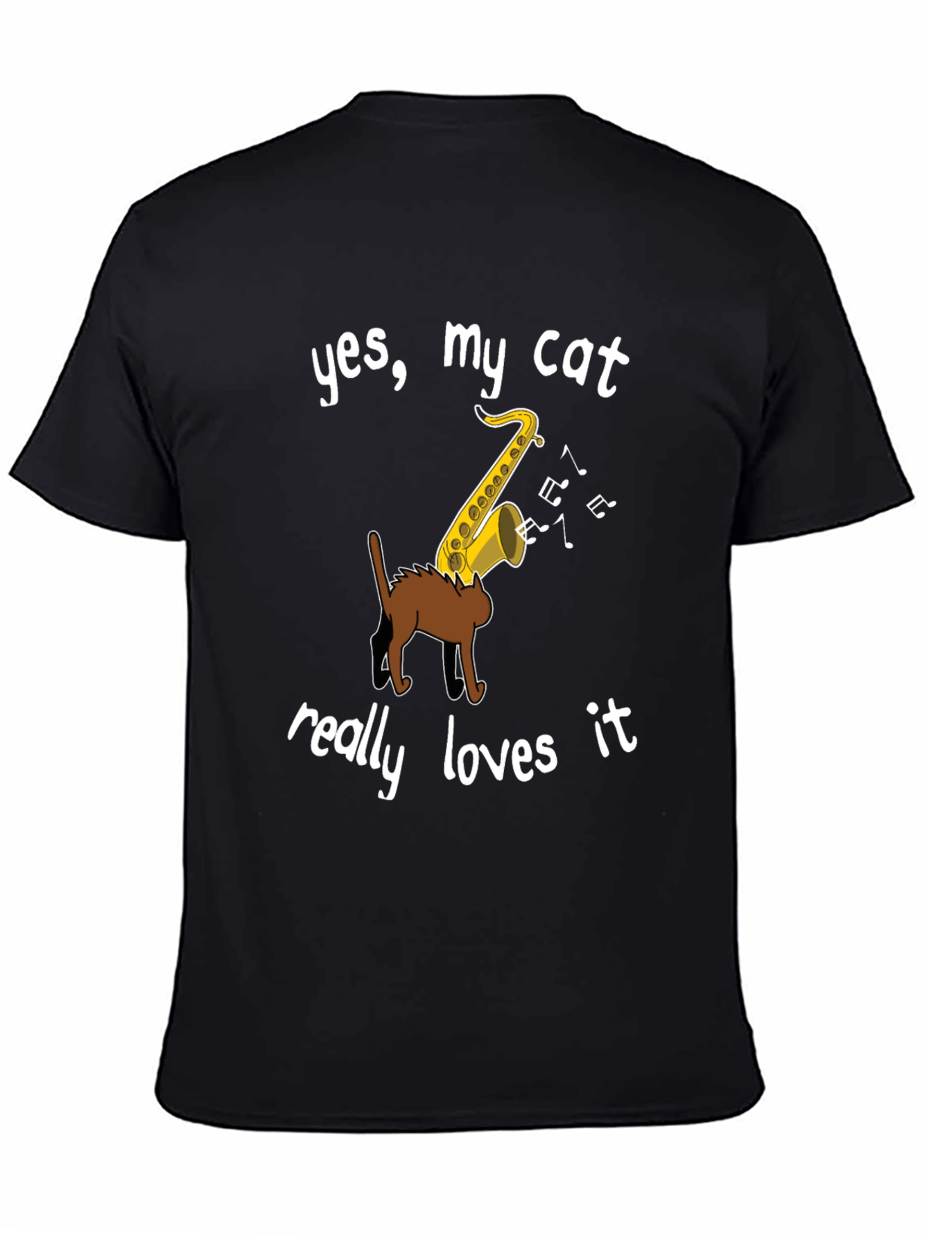 Cat Loves Saxophone Graphic Tee