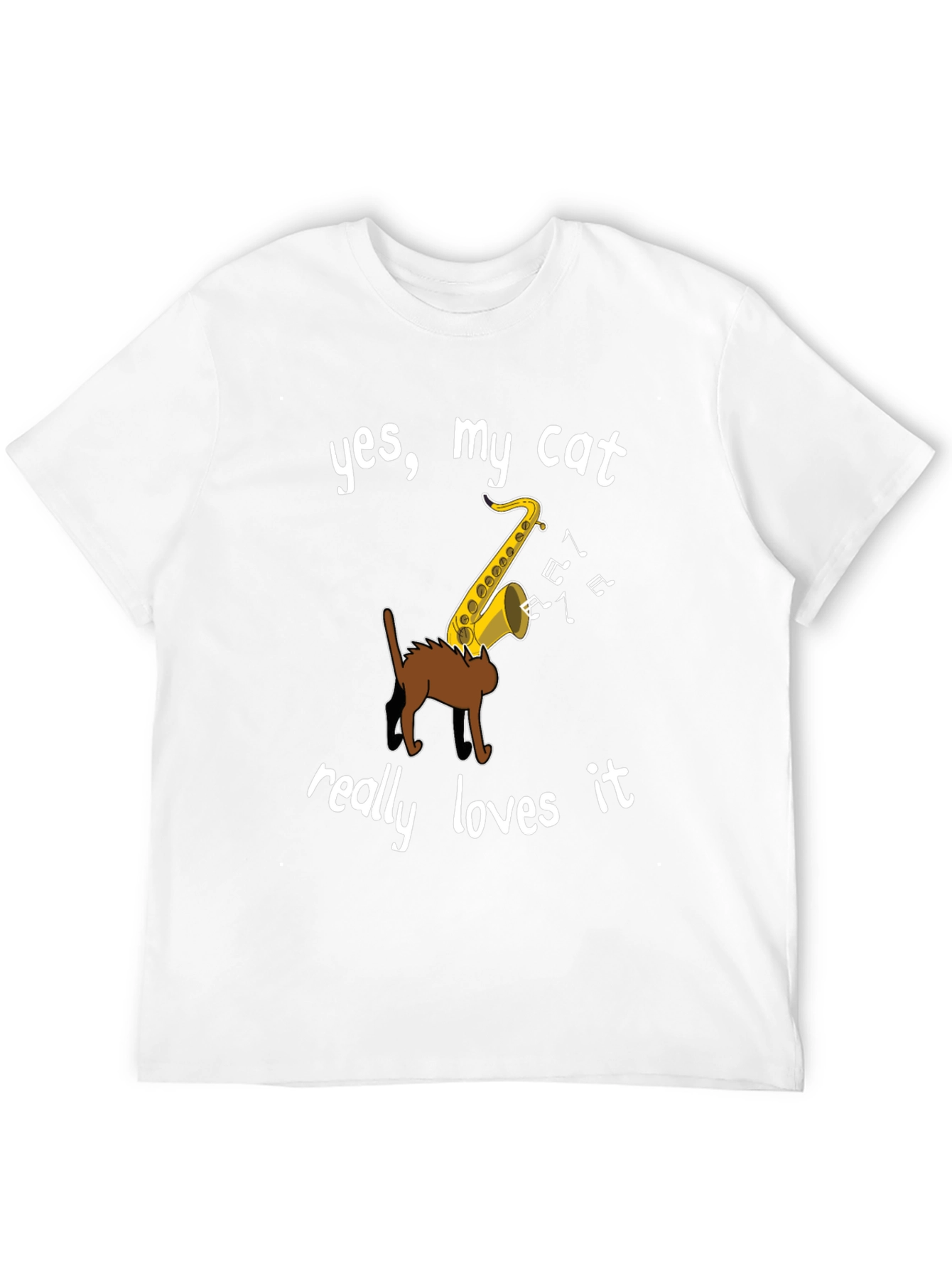 Cat Loves Saxophone Graphic Tee