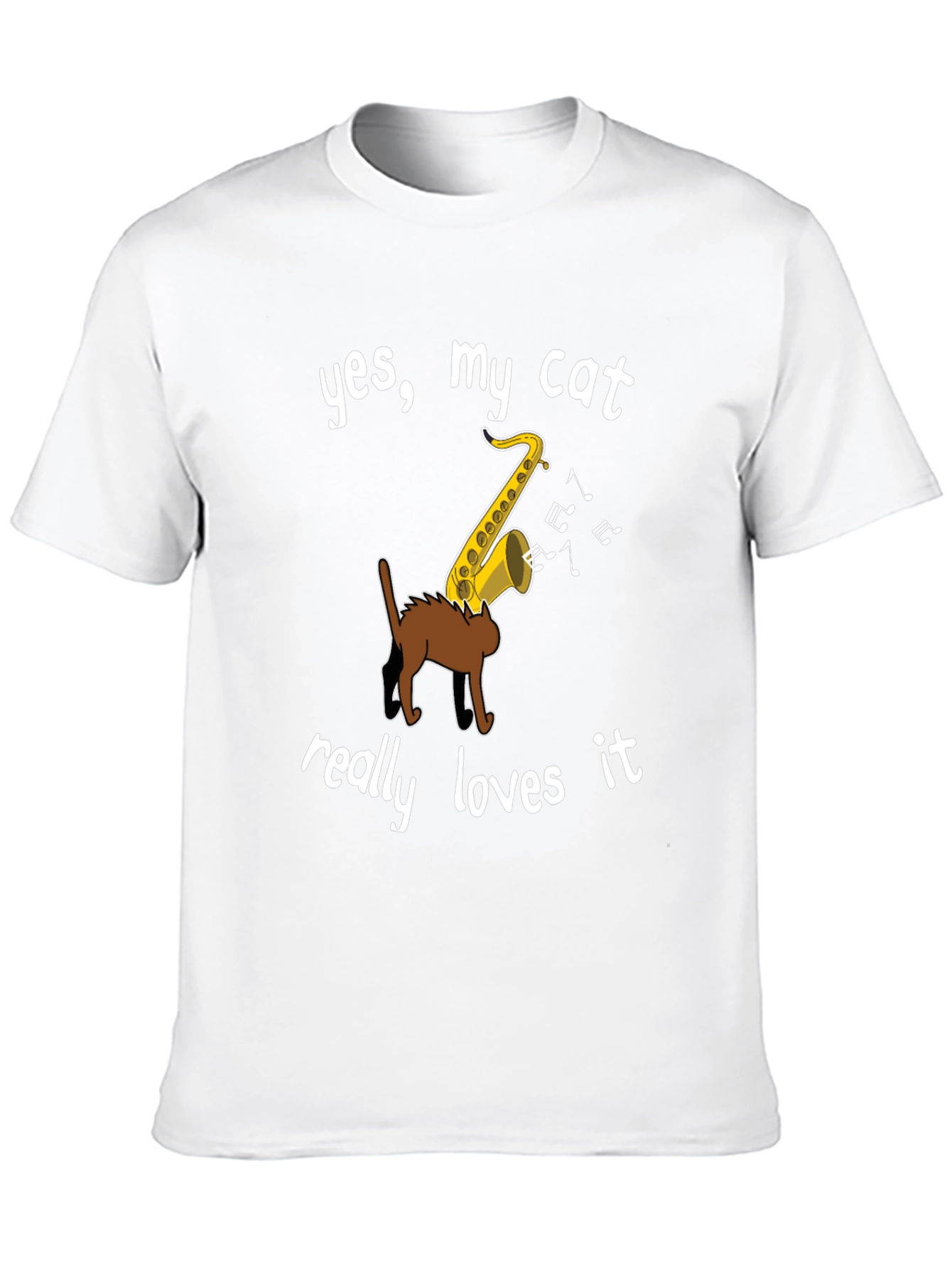 Cat Loves Saxophone Graphic Tee