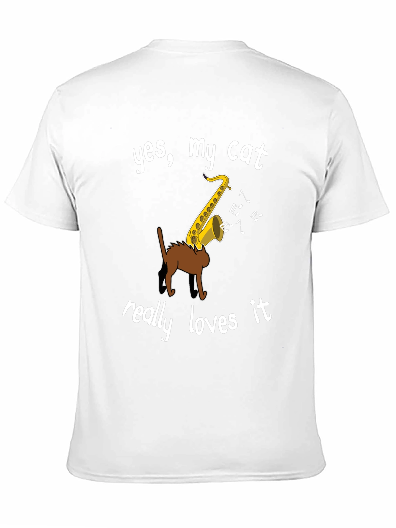 Cat Loves Saxophone Graphic Tee